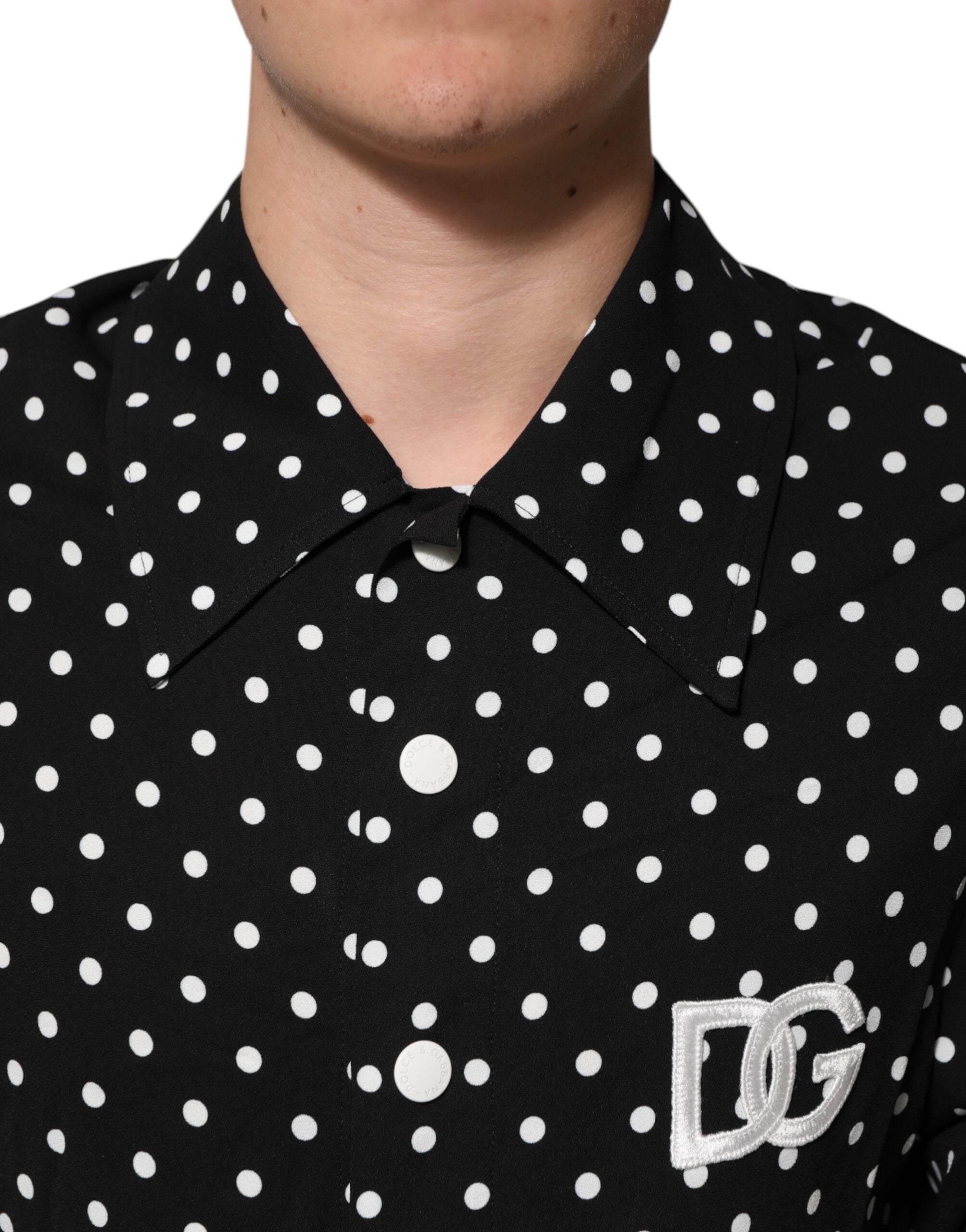 Dolce & Gabbana Black Polka Dot Short Sleeves Collared Polo T-shirt
