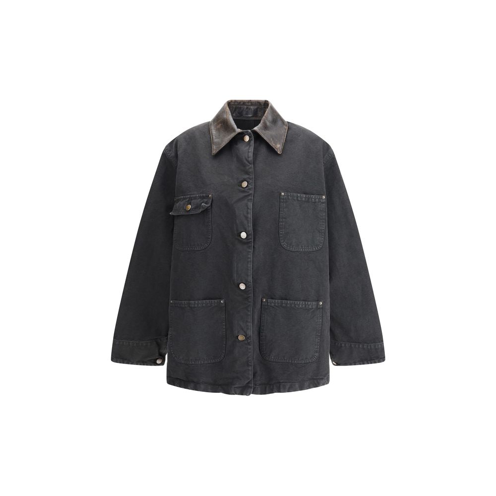 Prada Denim Jacket with leather collar