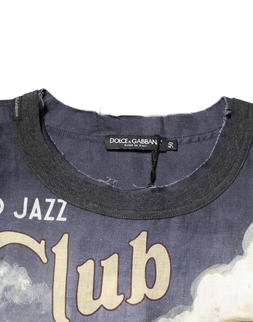 Dolce & Gabbana Palermo Jazz Club Linen Crew Neck Men T-shirt