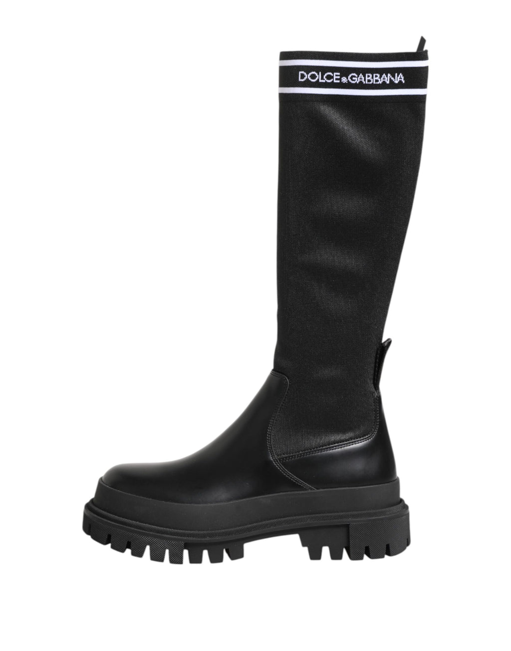 Dolce & Gabbana Black White Polyester Socks High Boots Shoes