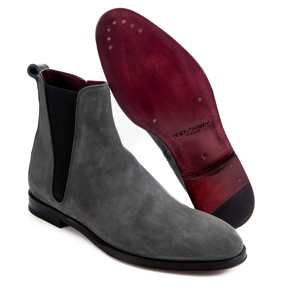 Dolce & Gabbana Gray Calfskin Boot