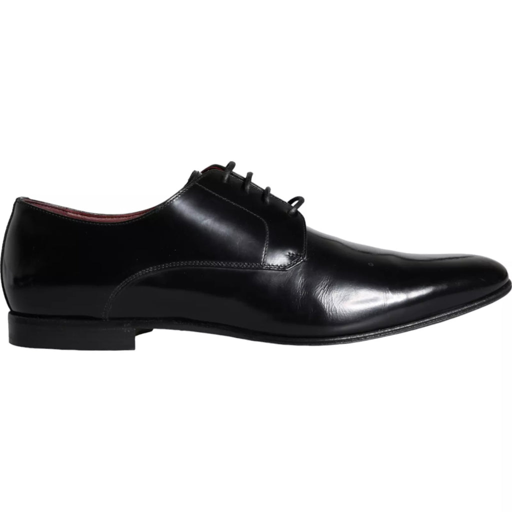 Dolce & Gabbana Black Calfskin Leather Derby Shoes
