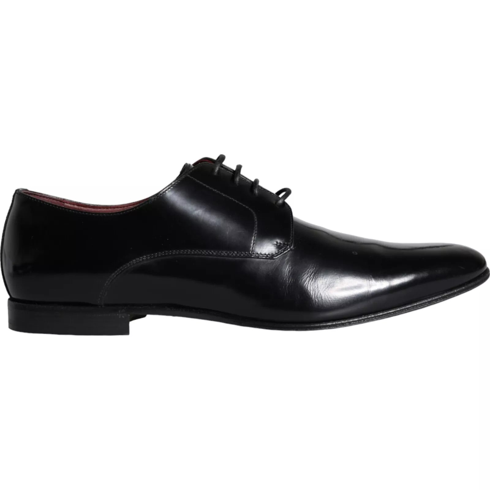 Dolce & Gabbana Black Calfskin Leather Derby Shoes