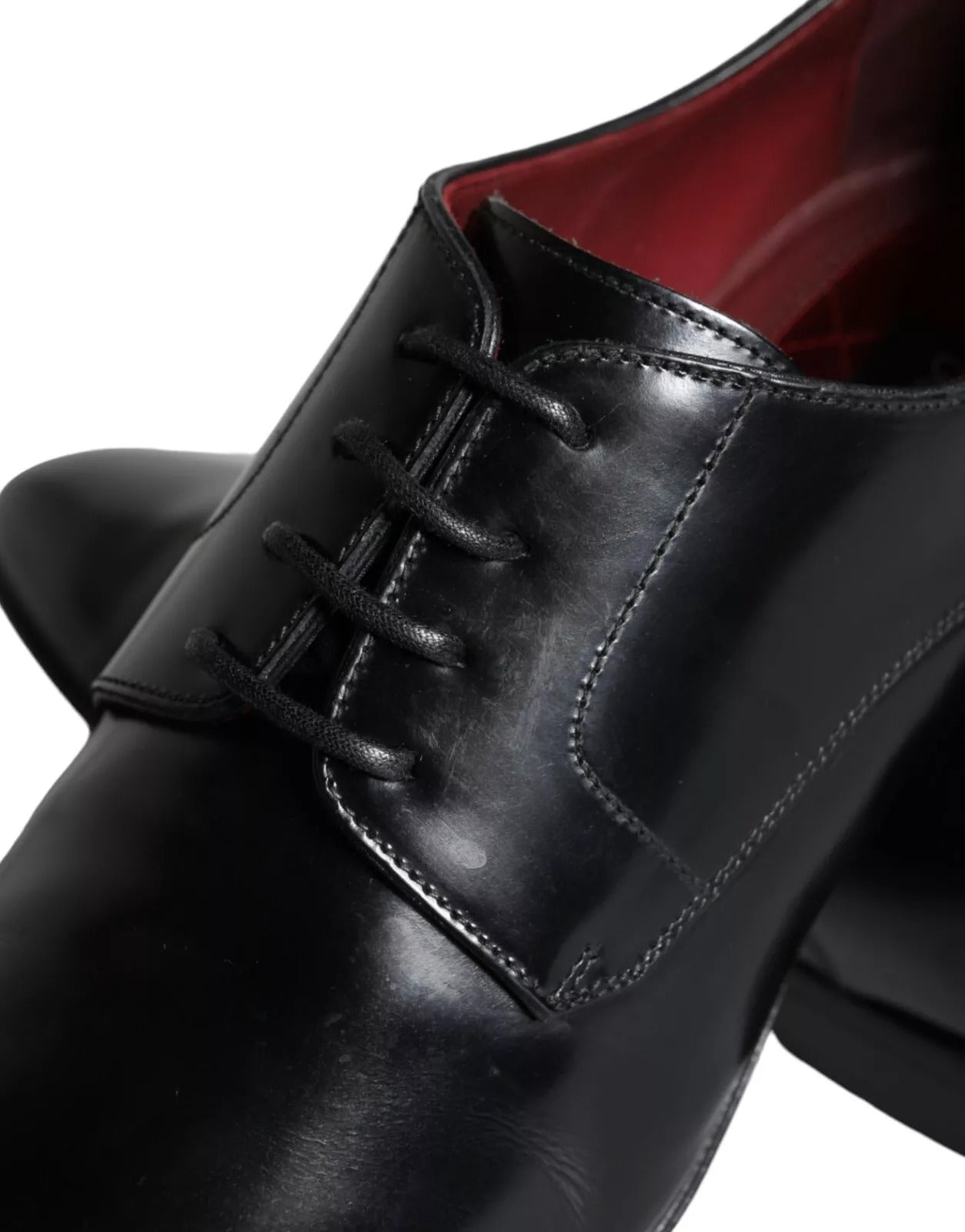 Dolce & Gabbana Black Calfskin Leather Derby Shoes
