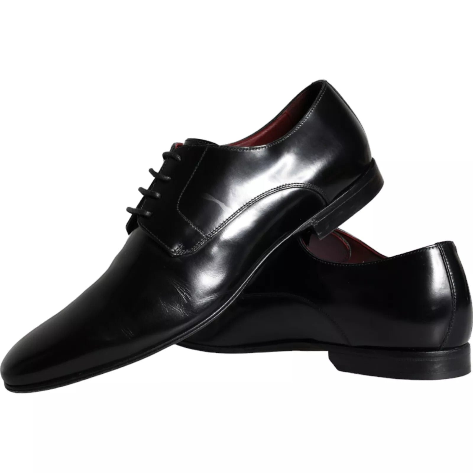 Dolce & Gabbana Black Calfskin Leather Derby Shoes