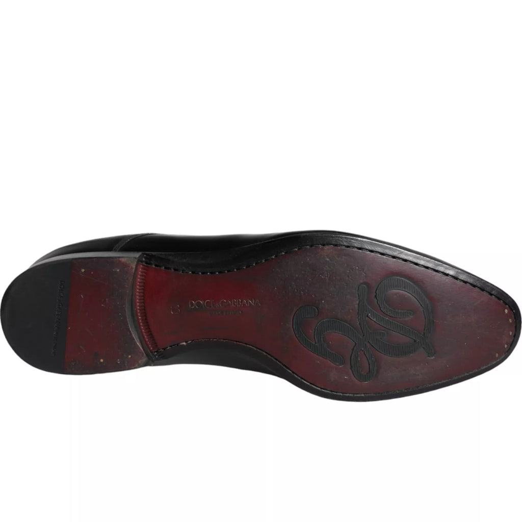 Dolce & Gabbana Black Calfskin Leather Derby Shoes