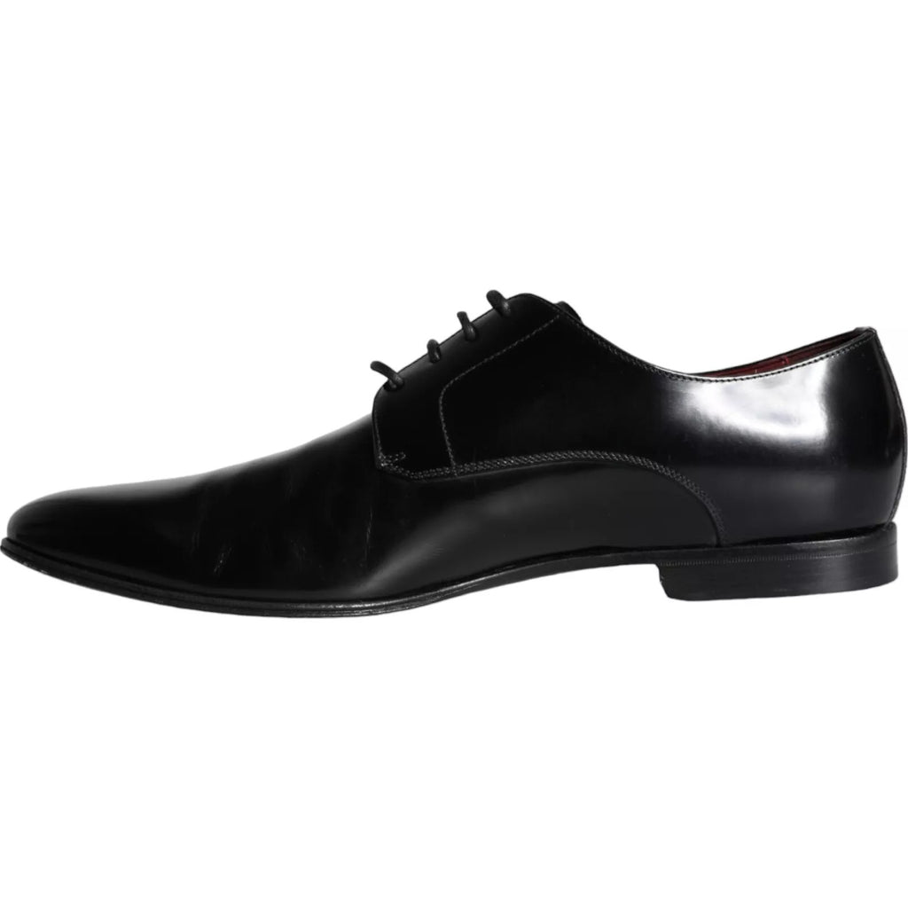 Dolce & Gabbana Black Calfskin Leather Derby Shoes
