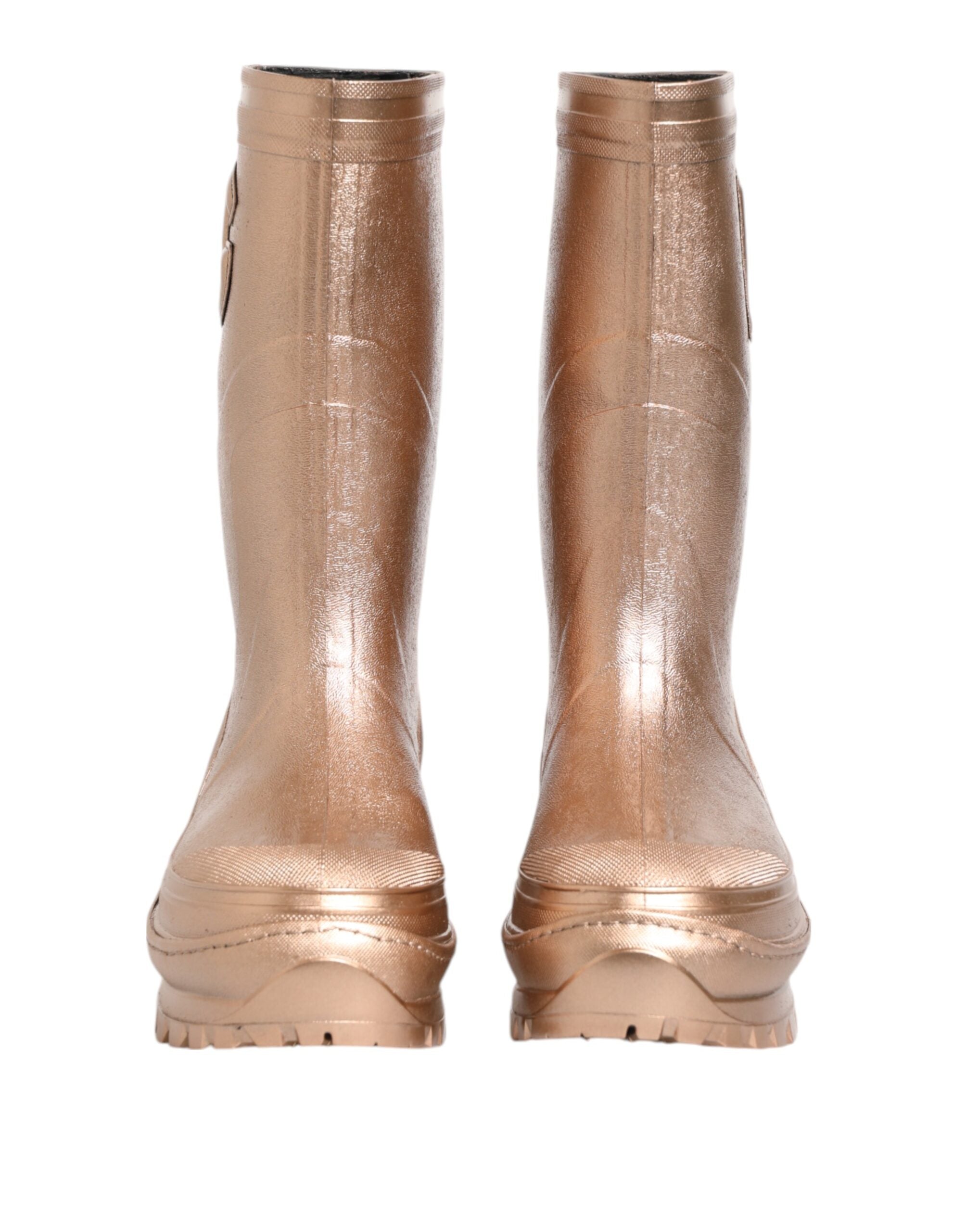 Dolce & Gabbana Rose Gold Rubber Pull On Rain Boots  Shoes