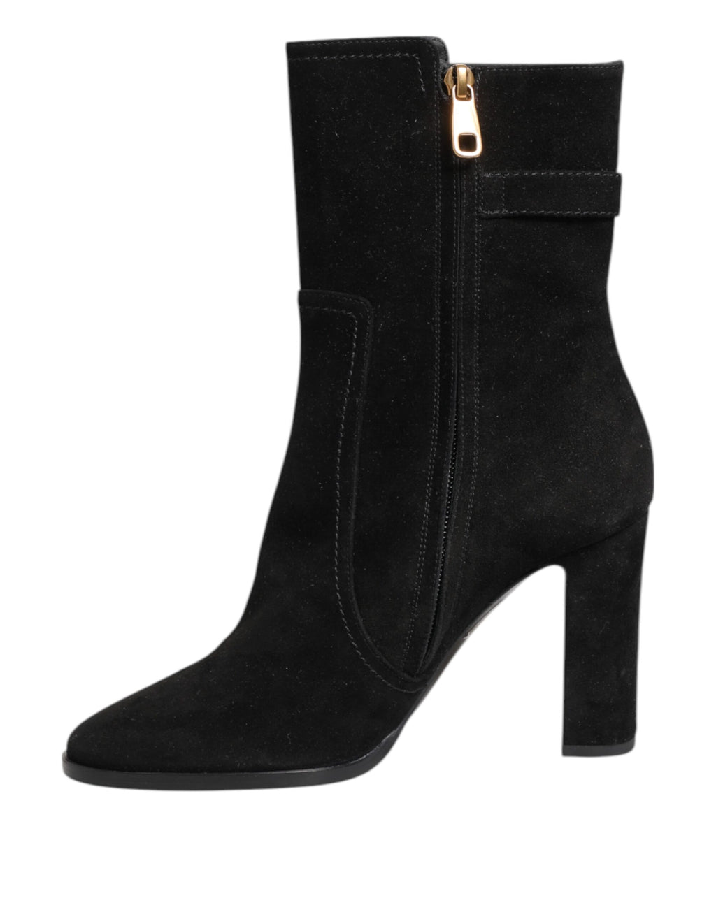 Dolce & Gabbana Black Suede Leather Mid Calf Boots Shoes