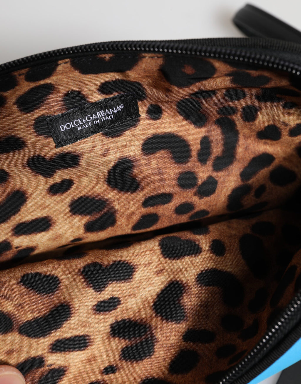 Dolce & Gabbana Blue Nylon DG Logo Print Clutch Zip Pouch Bag