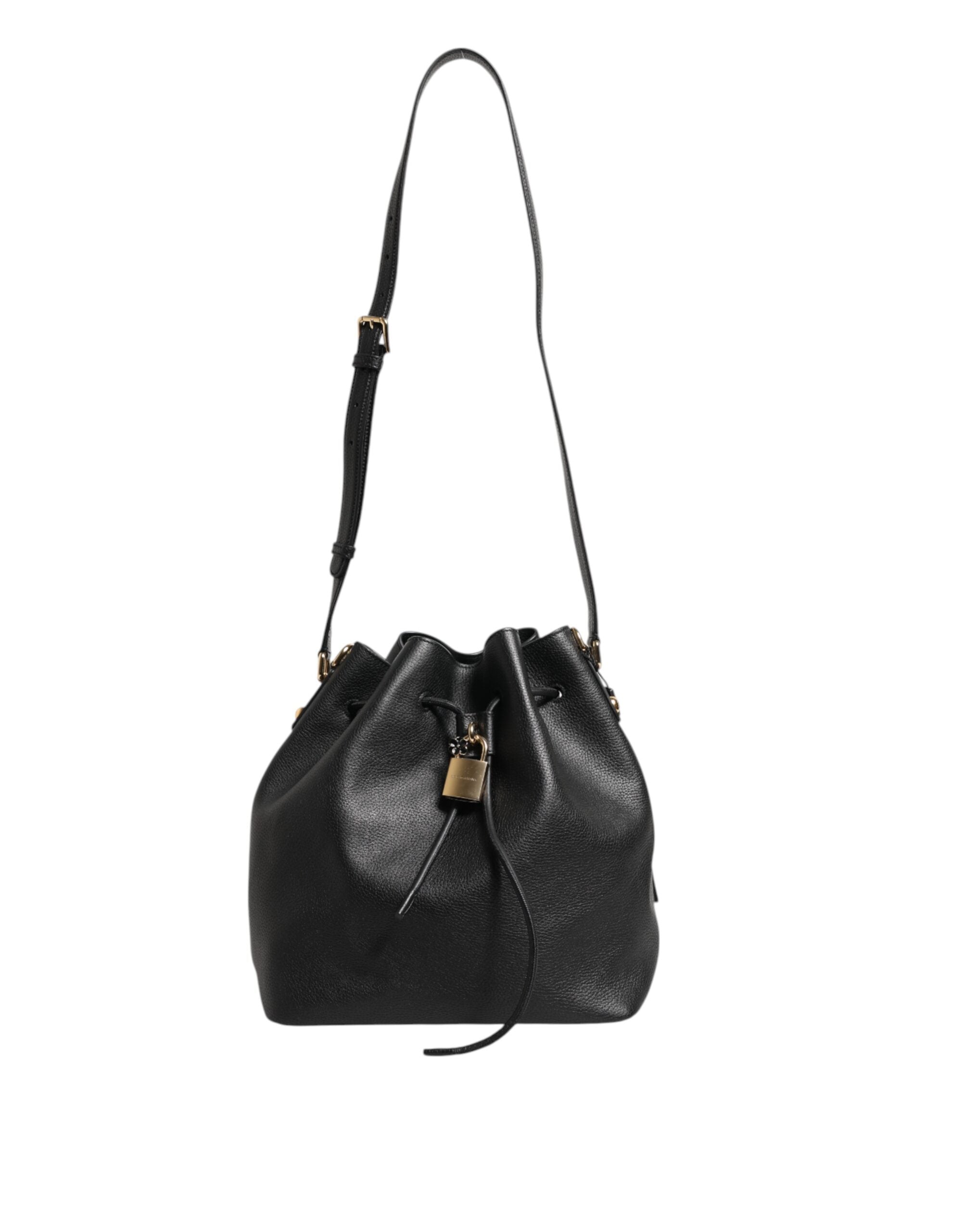 Dolce & Gabbana Black Leather Shoulder Crossbody Bucket DOLCE Bag