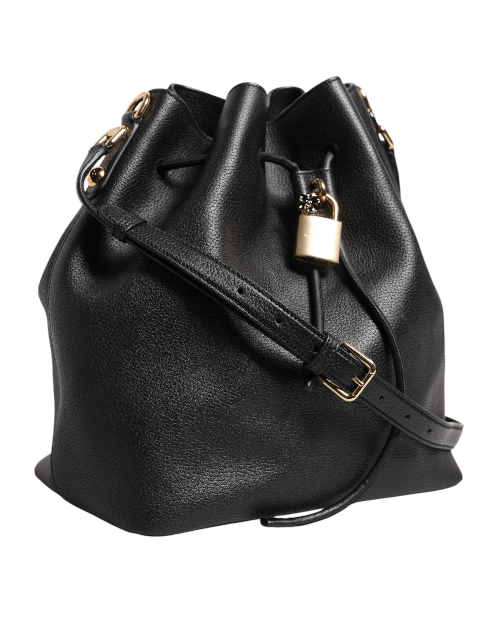 Dolce & Gabbana Black Leather Shoulder Crossbody Bucket DOLCE Bag