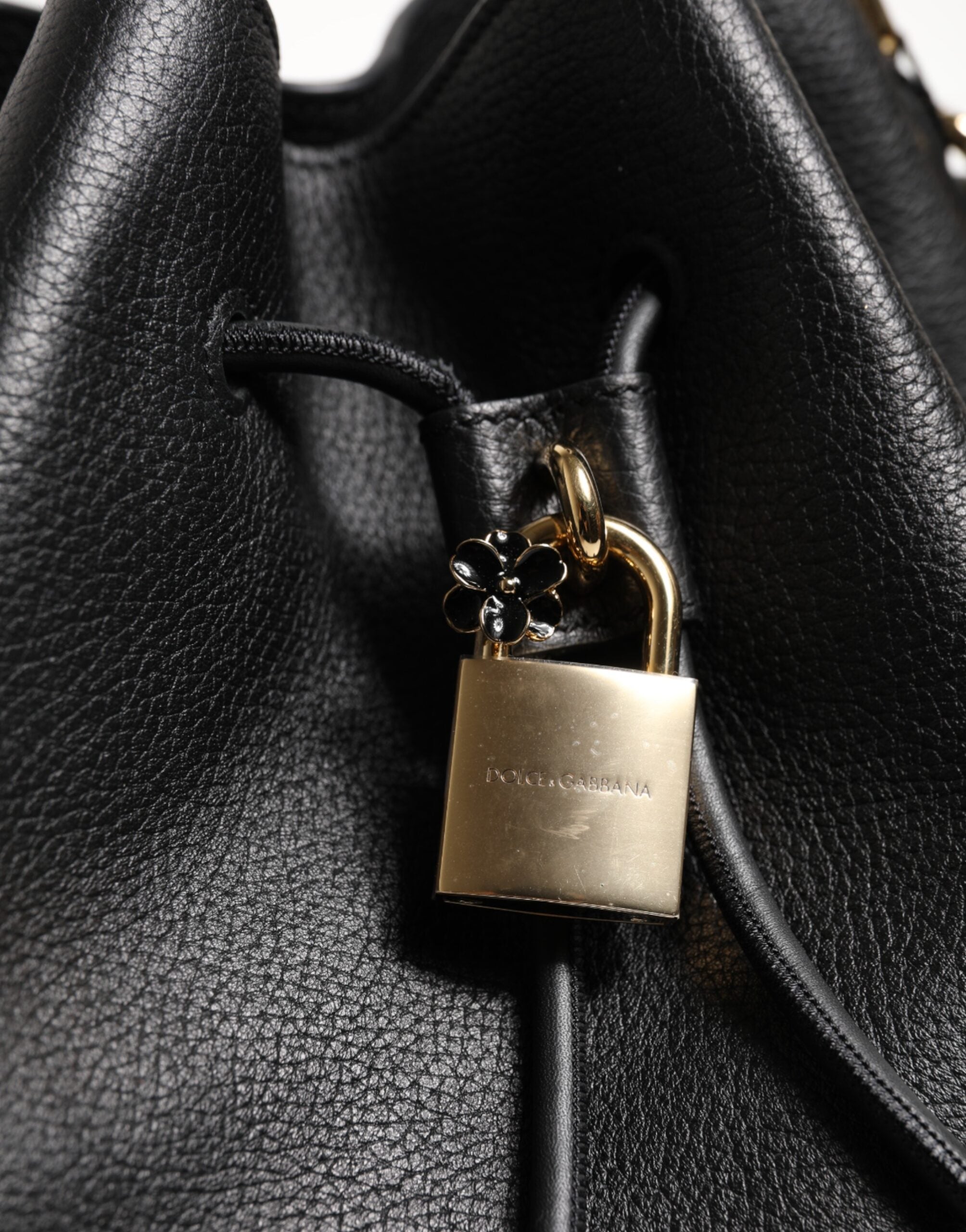 Dolce & Gabbana Black Leather Shoulder Crossbody Bucket DOLCE Bag