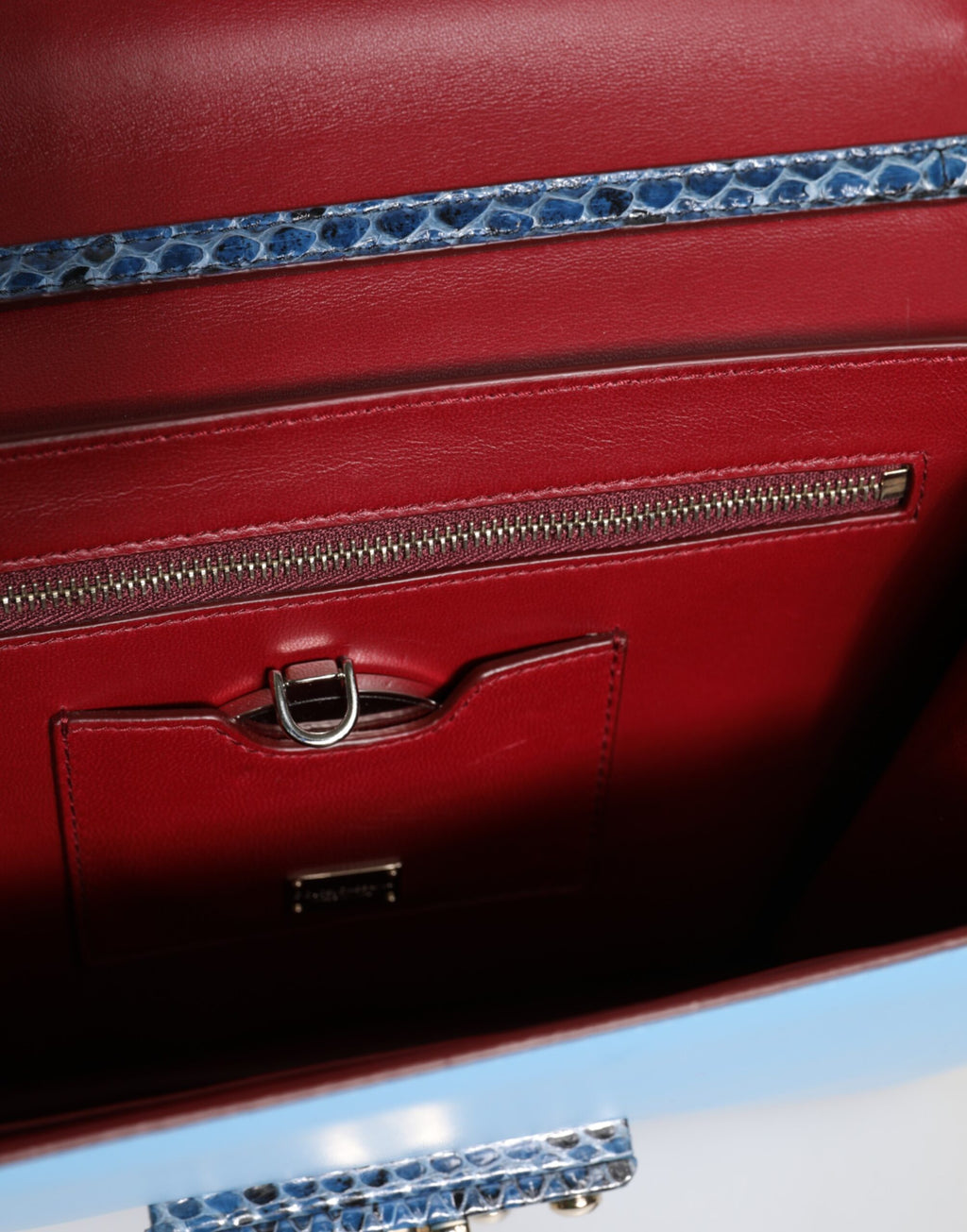 Dolce & Gabbana Blue Beige Exotic Leather LUCIA Crossbody Bag