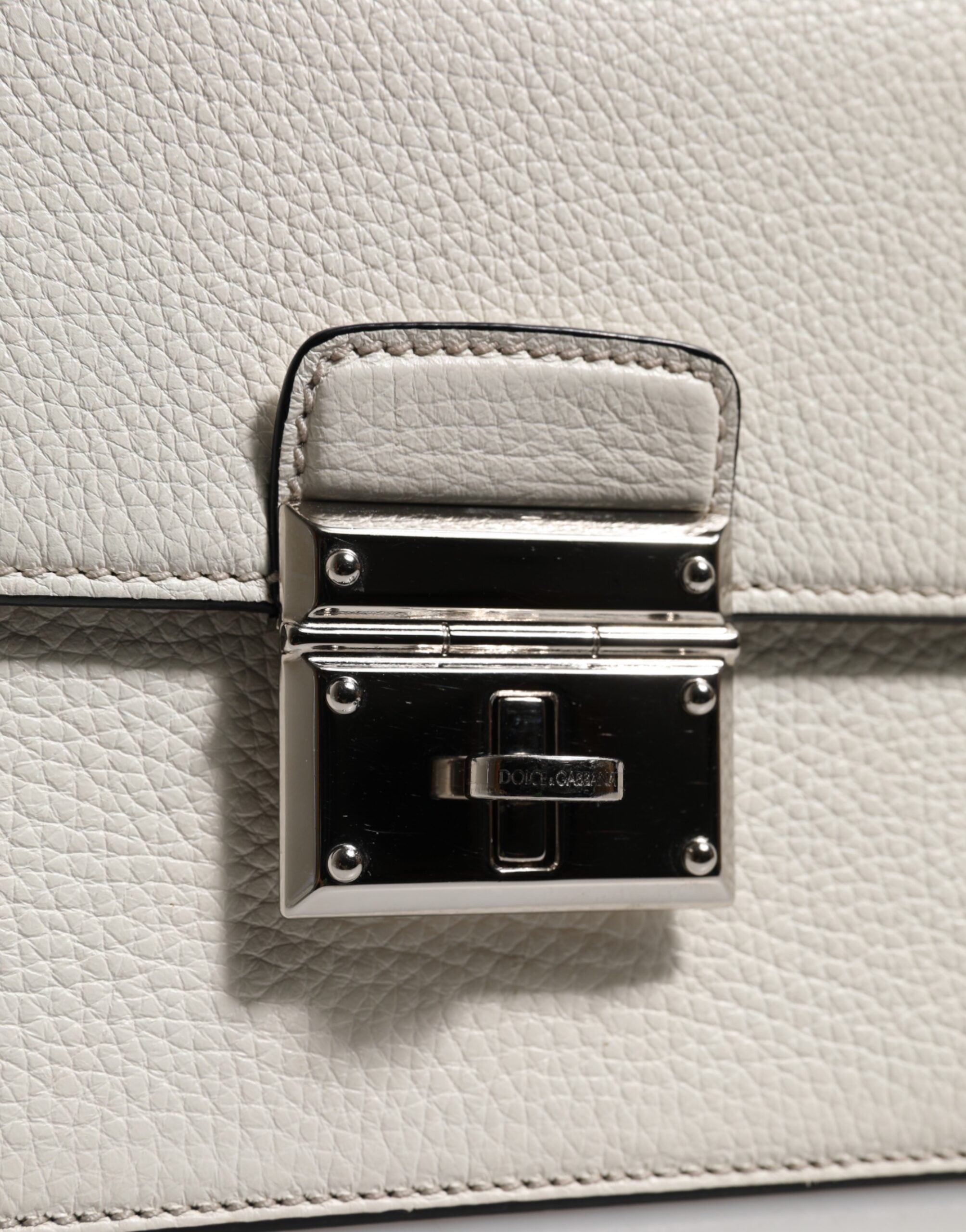 Dolce & Gabbana White Rosalia Small Calfskin Chain Shoulder Strap Bag