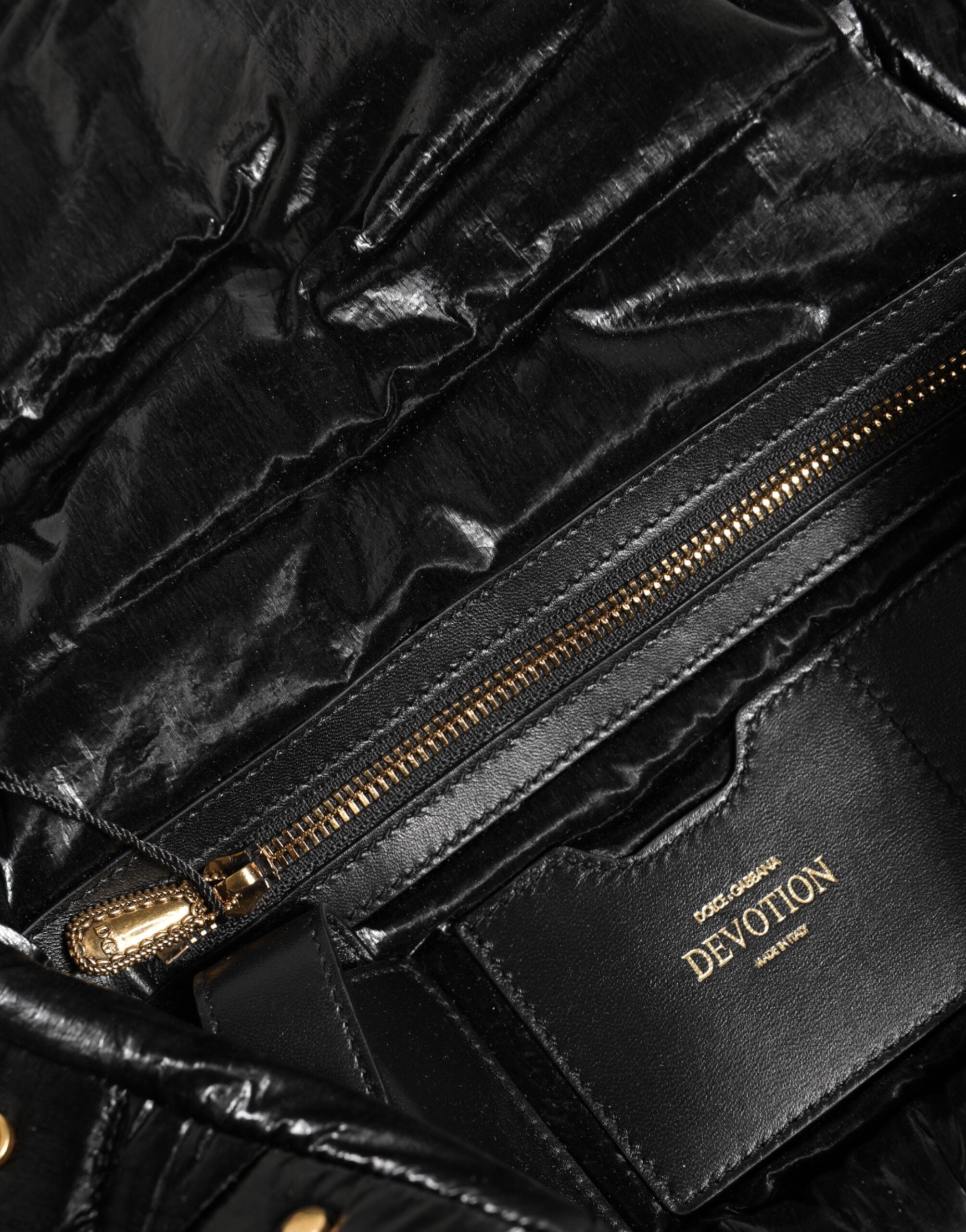 Dolce & Gabbana Black Quilted Nylon Devotion Satchel Chain Strap Bag