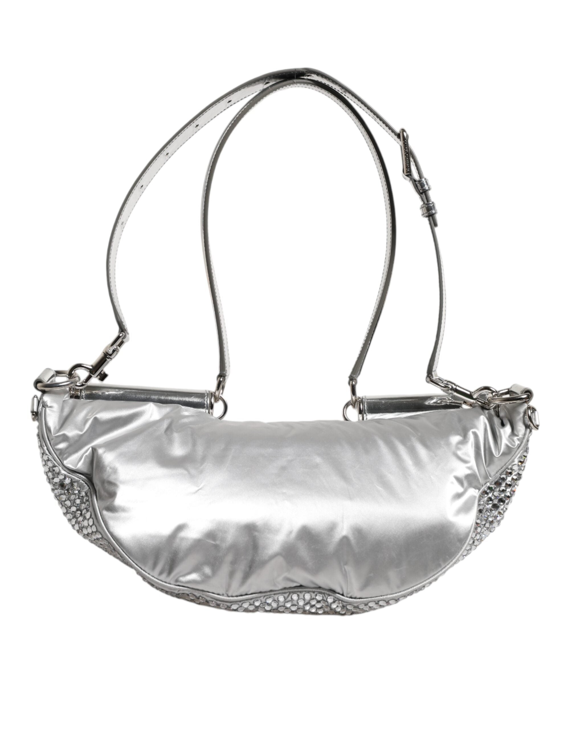 Dolce & Gabbana Silver Crystal-Embellished Belt Strap Bag