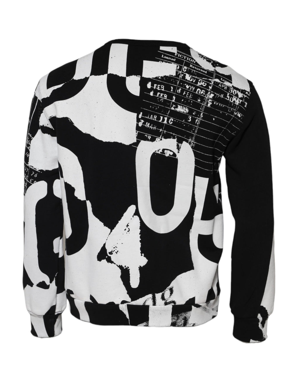 Dolce & Gabbana Black White Cotton Logo Pullover Sweater