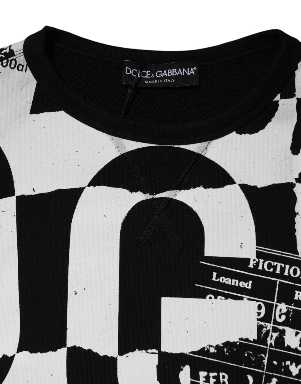 Dolce & Gabbana Black White Cotton Logo Pullover Sweater