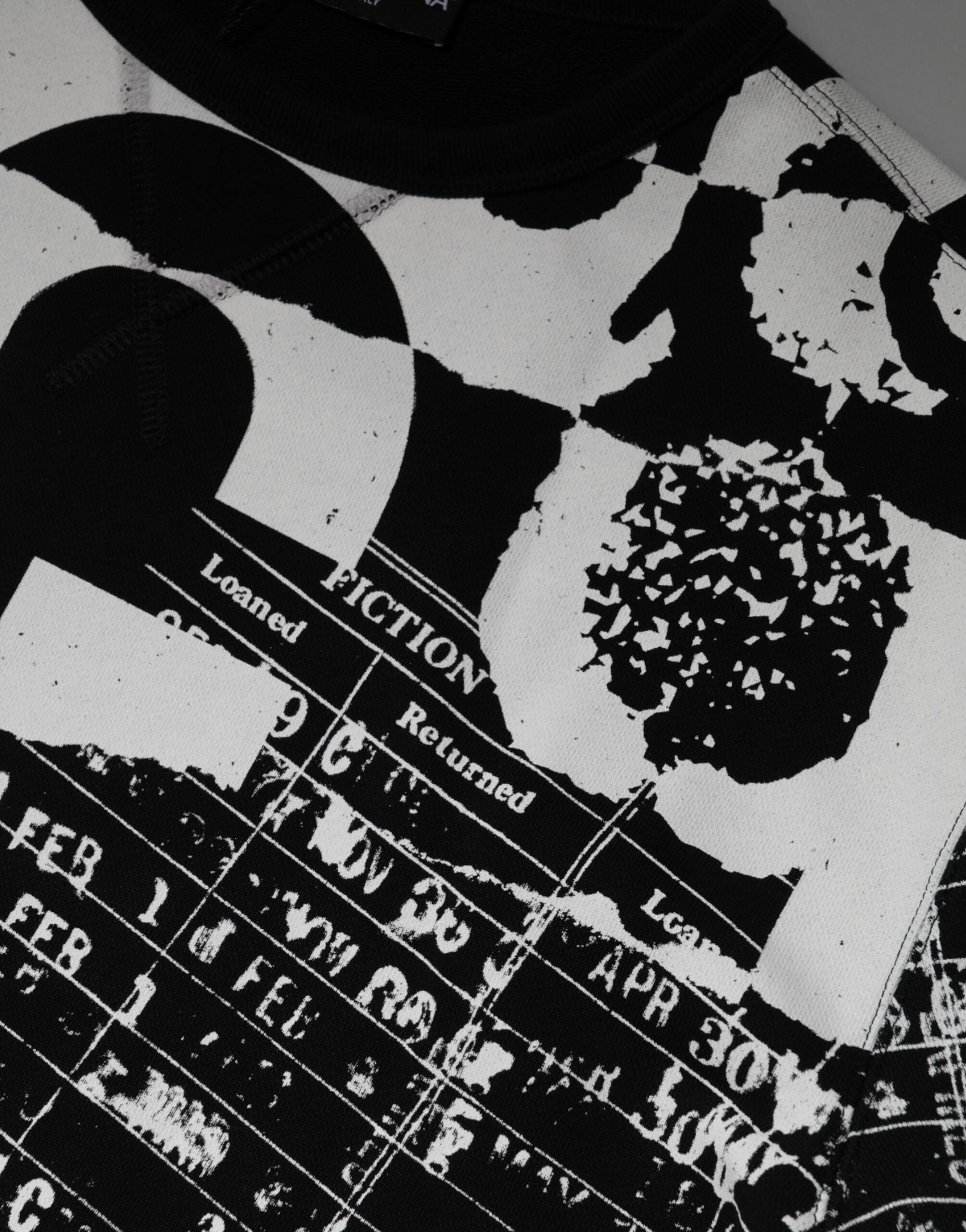 Dolce & Gabbana Black White Cotton Logo Pullover Sweater