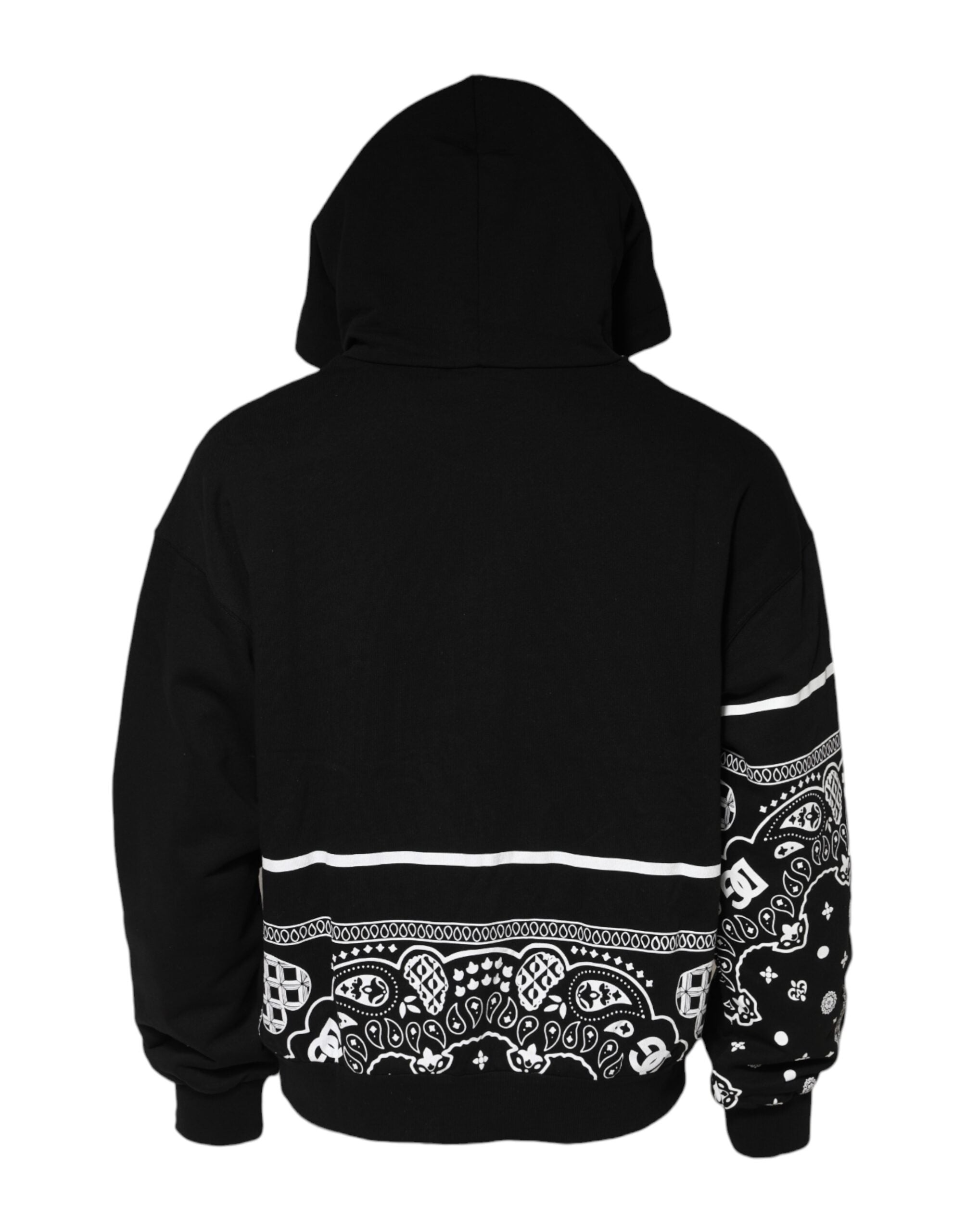 Dolce & Gabbana Black Bandana Hooded Men Sweatshirt Sweater
