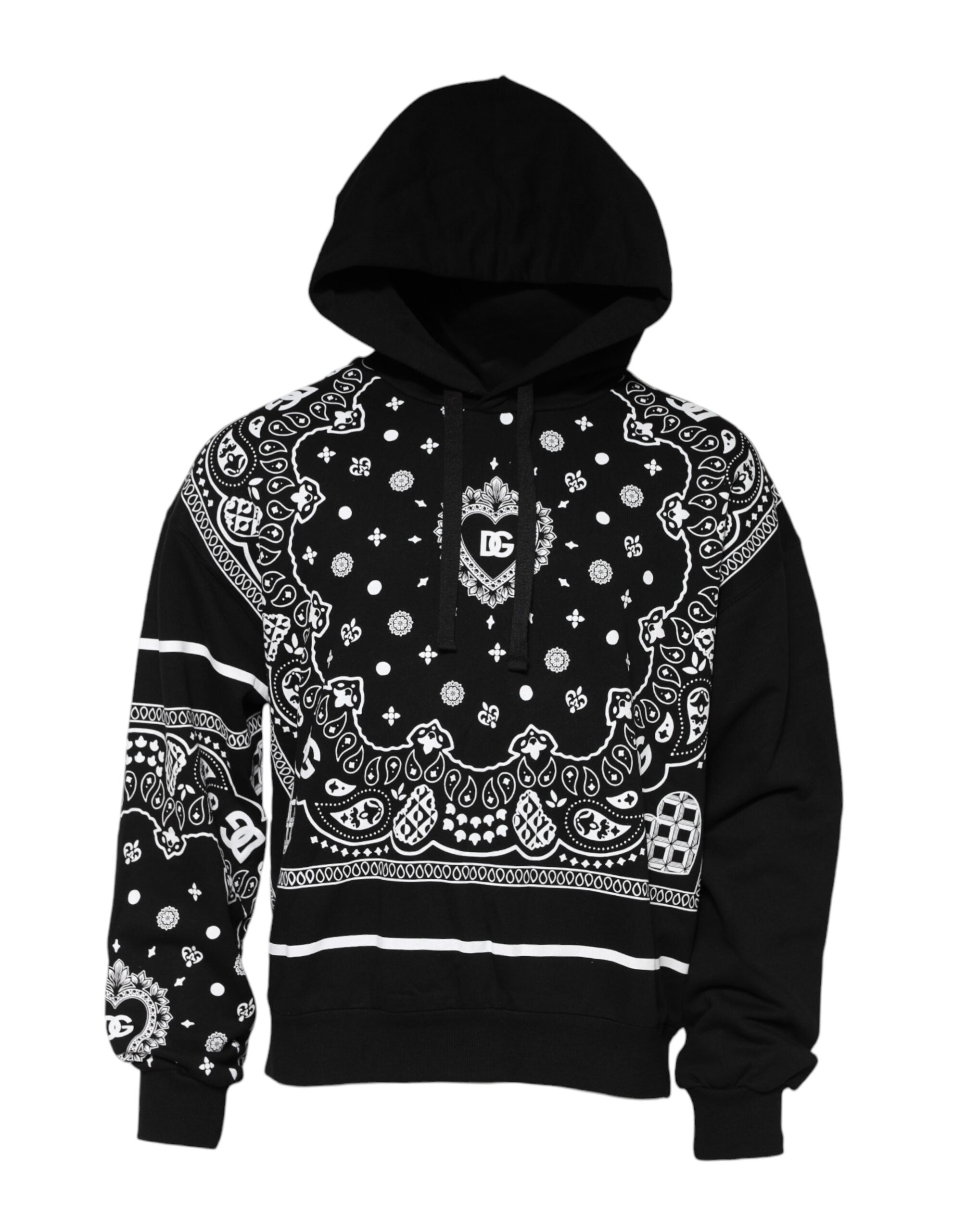 Dolce & Gabbana Black Bandana Hooded Men Sweatshirt Sweater