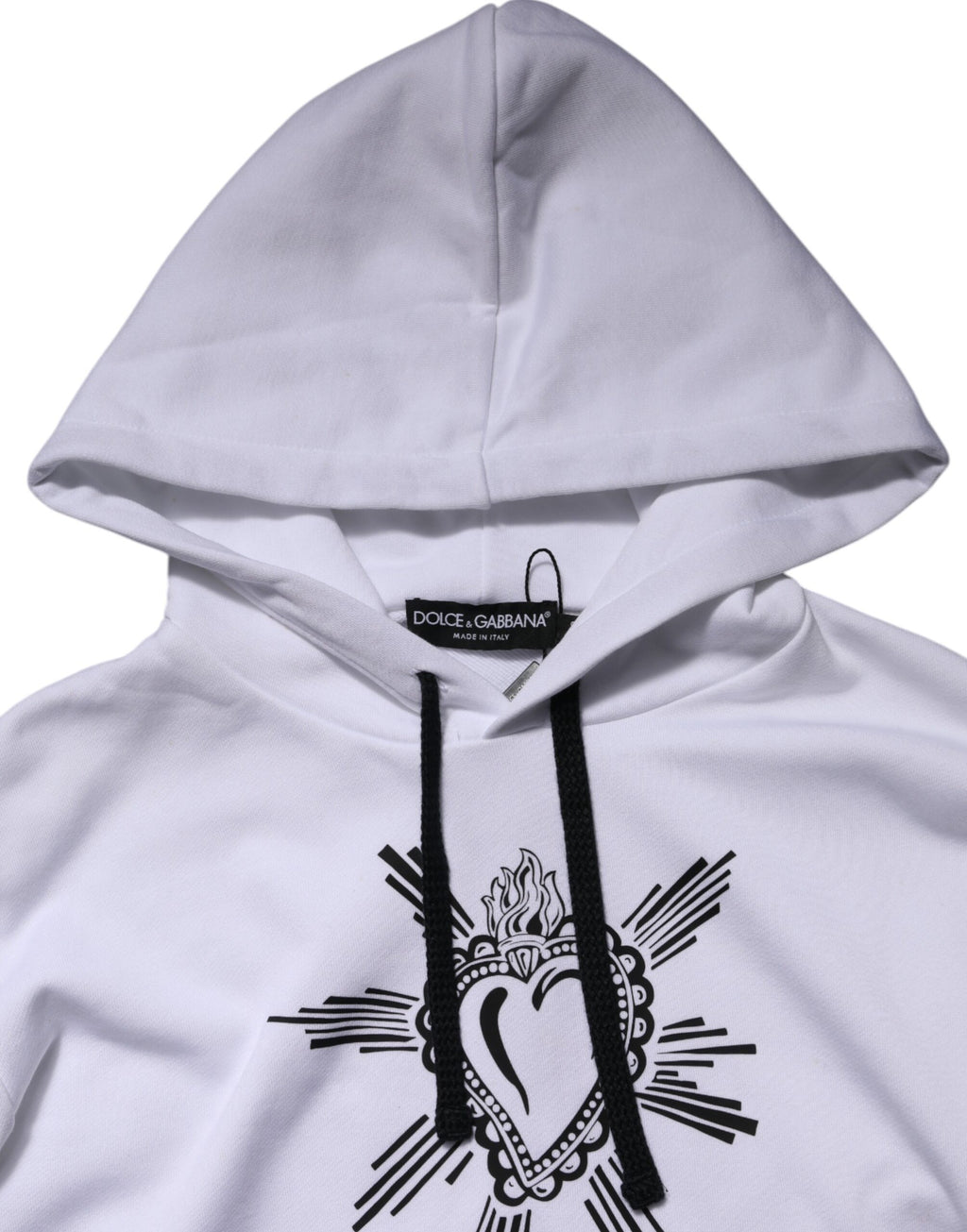 Dolce & Gabbana White Sacred Heart Hooded Sweatshirt Sweater