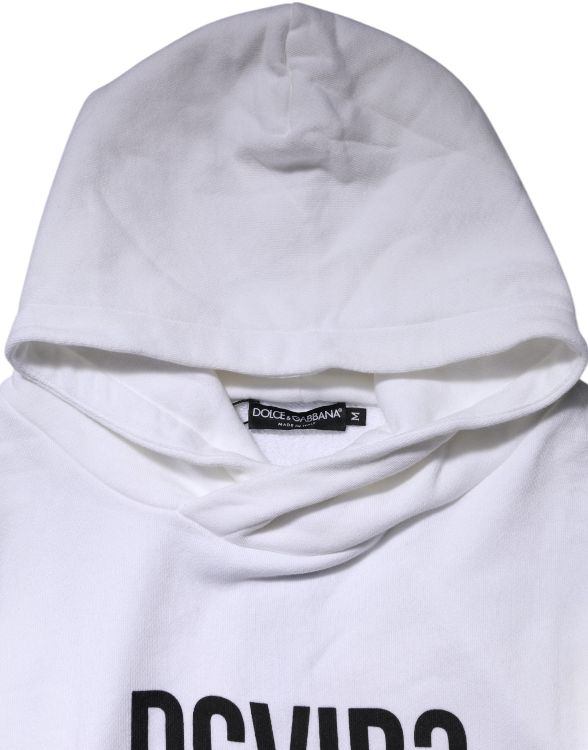 Dolce & Gabbana White DG Vib3 Hooded Men Sweatshirt Sweater
