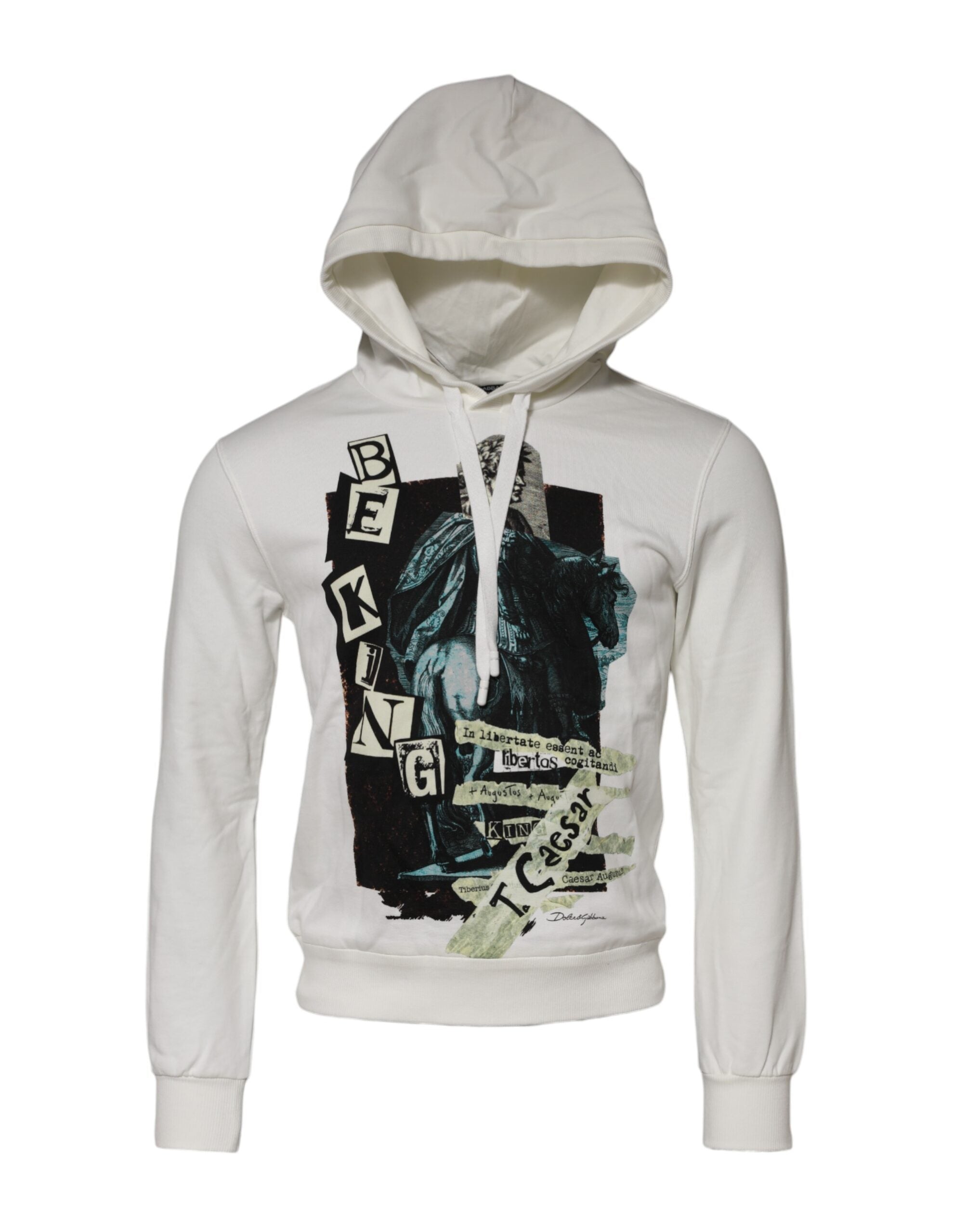 Dolce & Gabbana White King Caesar Hooded Sweatshirt Sweater