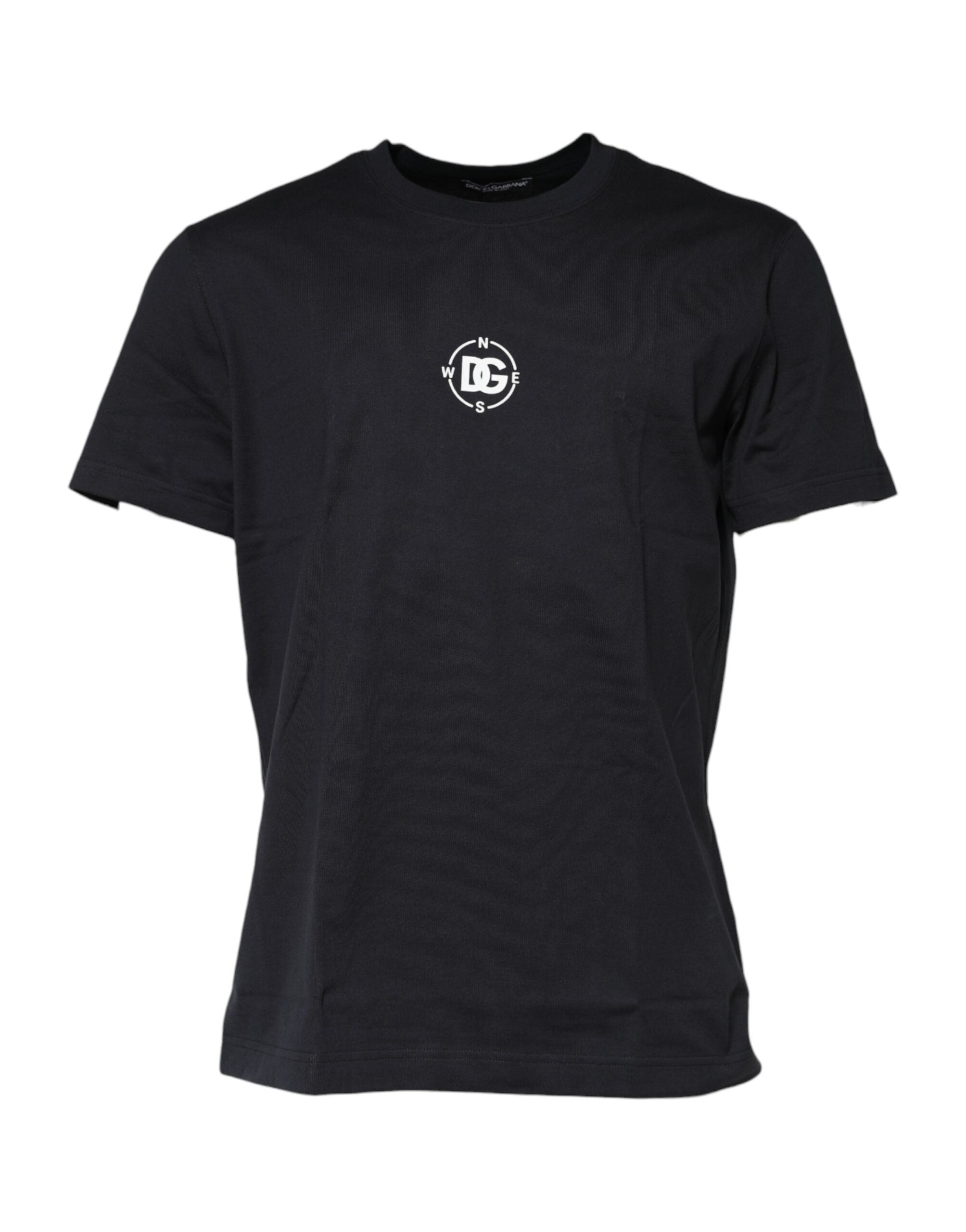 Dolce & Gabbana Black DG Compass Print Cotton Crew Neck T-shirt