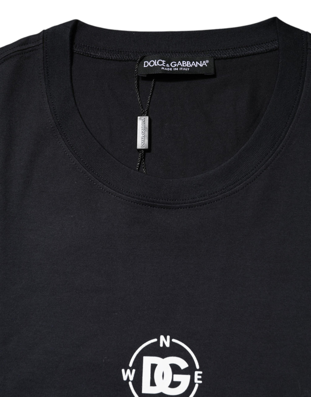 Dolce & Gabbana Black DG Compass Print Cotton Crew Neck T-shirt