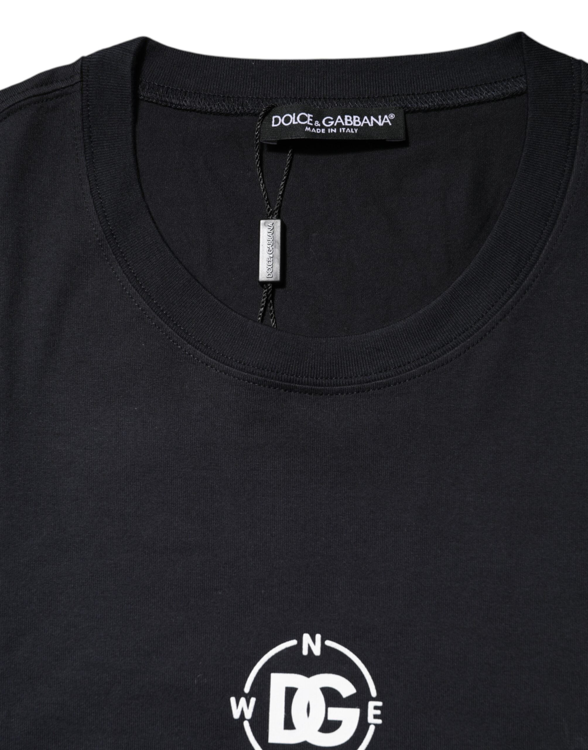 Dolce & Gabbana Black DG Compass Print Cotton Crew Neck T-shirt