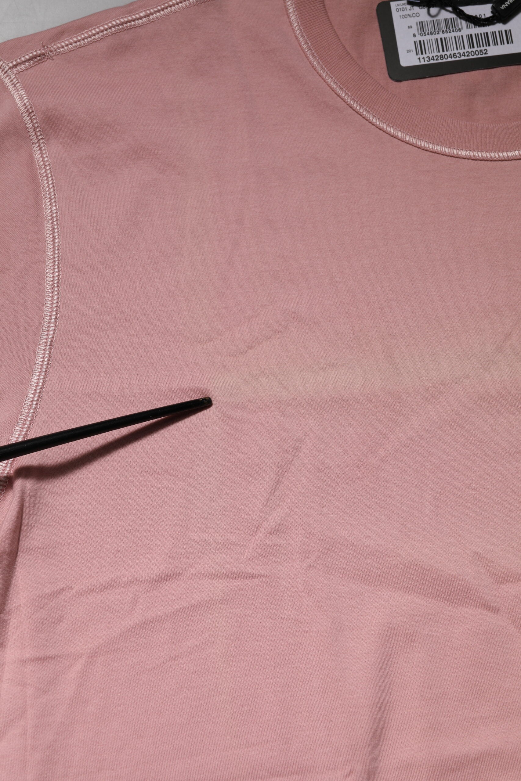 Dolce & Gabbana Pink Logo Plaque Cotton Crew Neck T-shirt