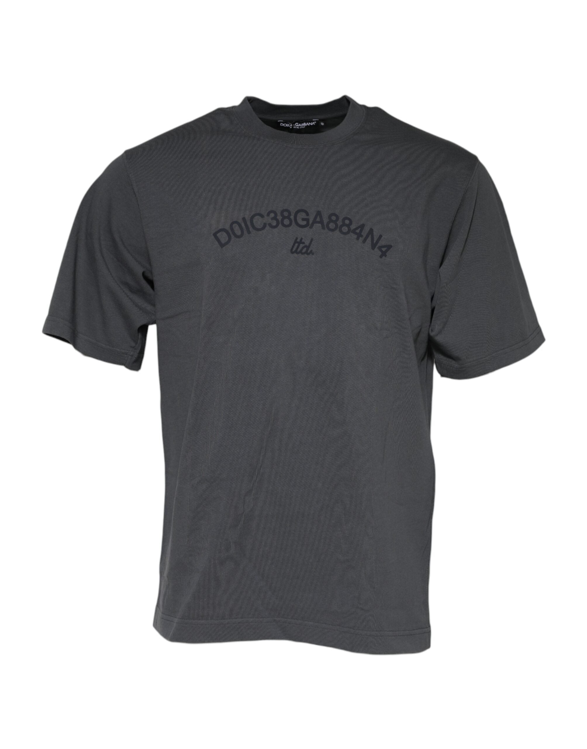 Dolce & Gabbana Gray Logo Graphic Cotton Crew Neck T-shirt