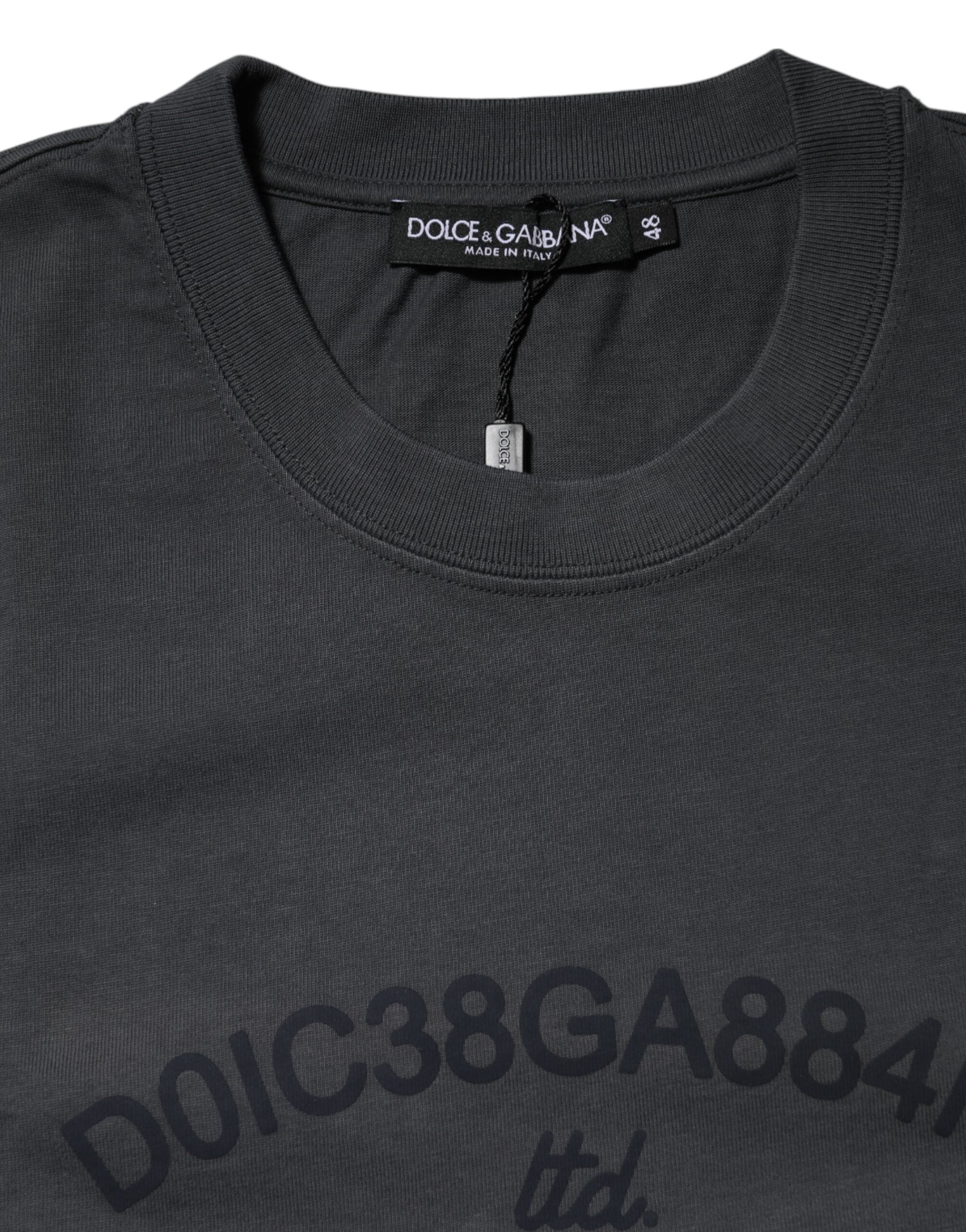 Dolce & Gabbana Gray Logo Graphic Cotton Crew Neck T-shirt
