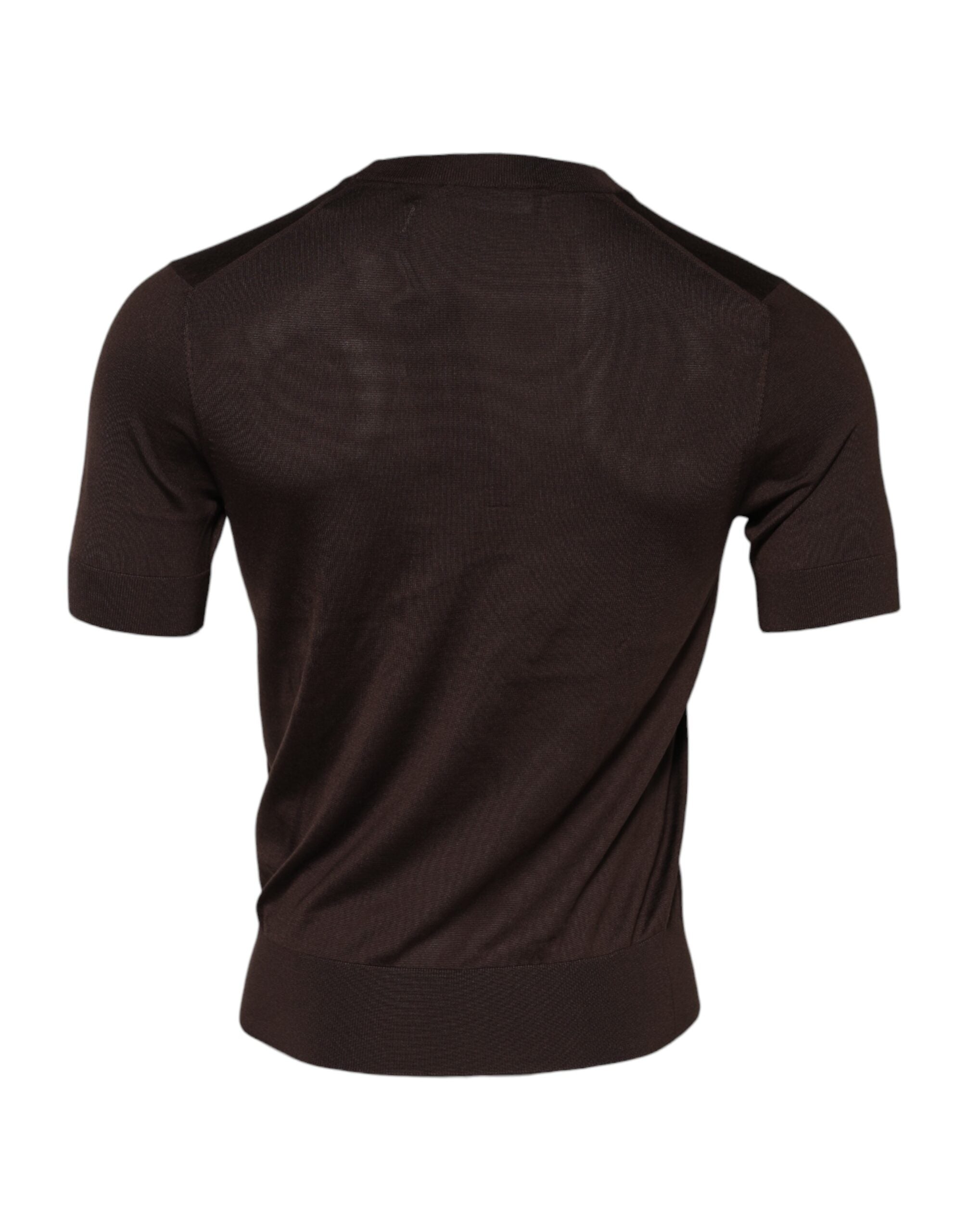 Dolce & Gabbana Brown Silk Crew Neck Short Sleeves T-shirt