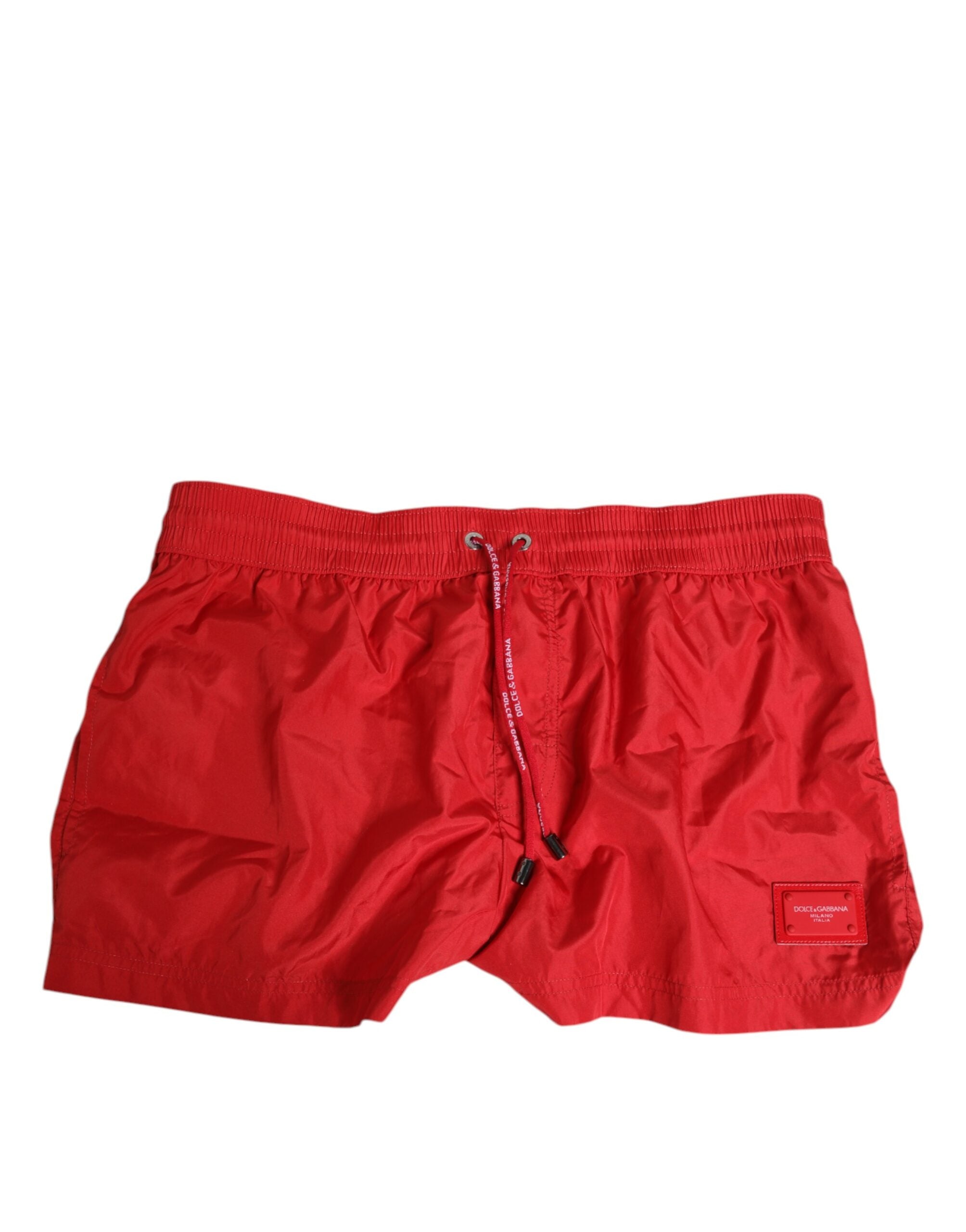 Dolce & Gabbana Red Drawstring Beachwear Shorts Swimwear