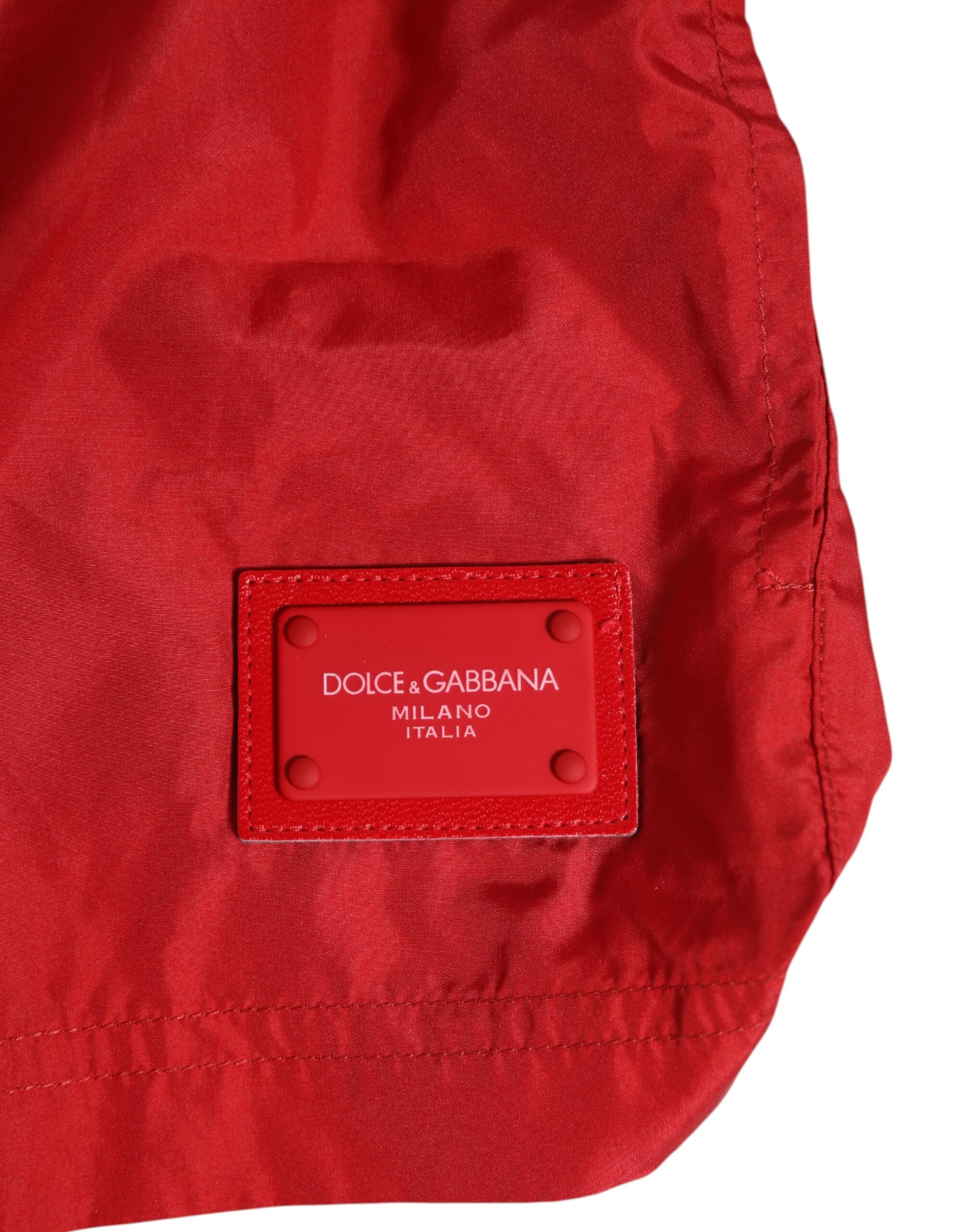 Dolce & Gabbana Red Drawstring Beachwear Shorts Swimwear