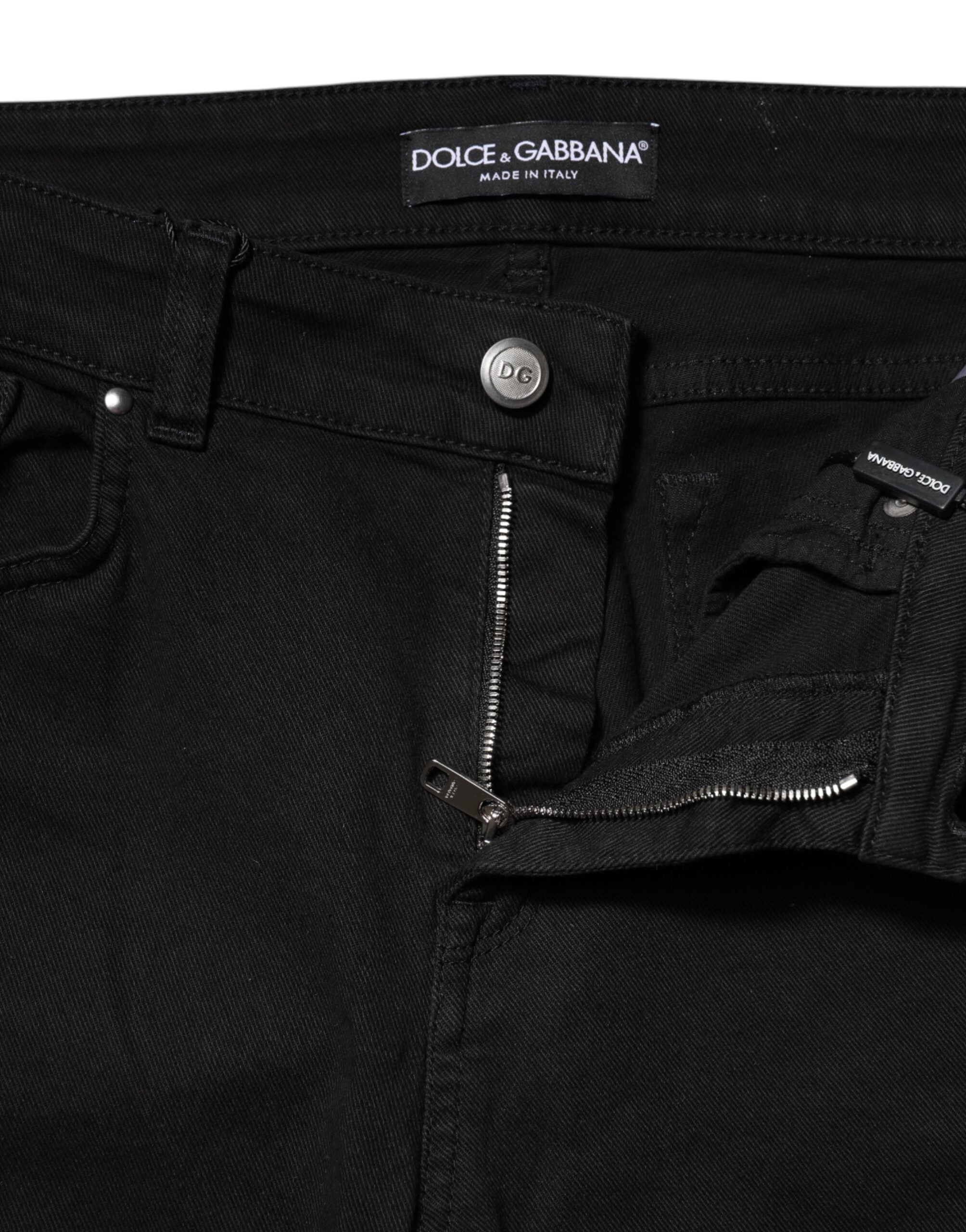 Dolce & Gabbana Black Cotton Skinny Mid Waist Denim Jeans