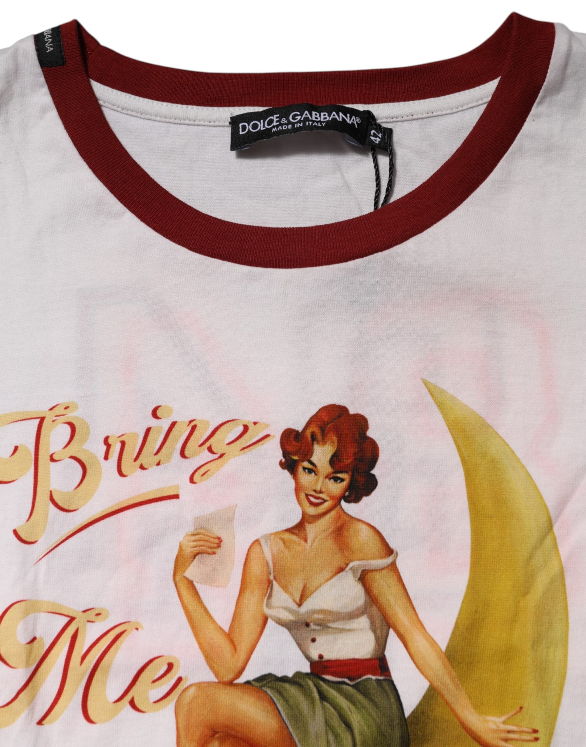 Dolce & Gabbana White Bring Me To The Moon Pin Up T-shirt Top