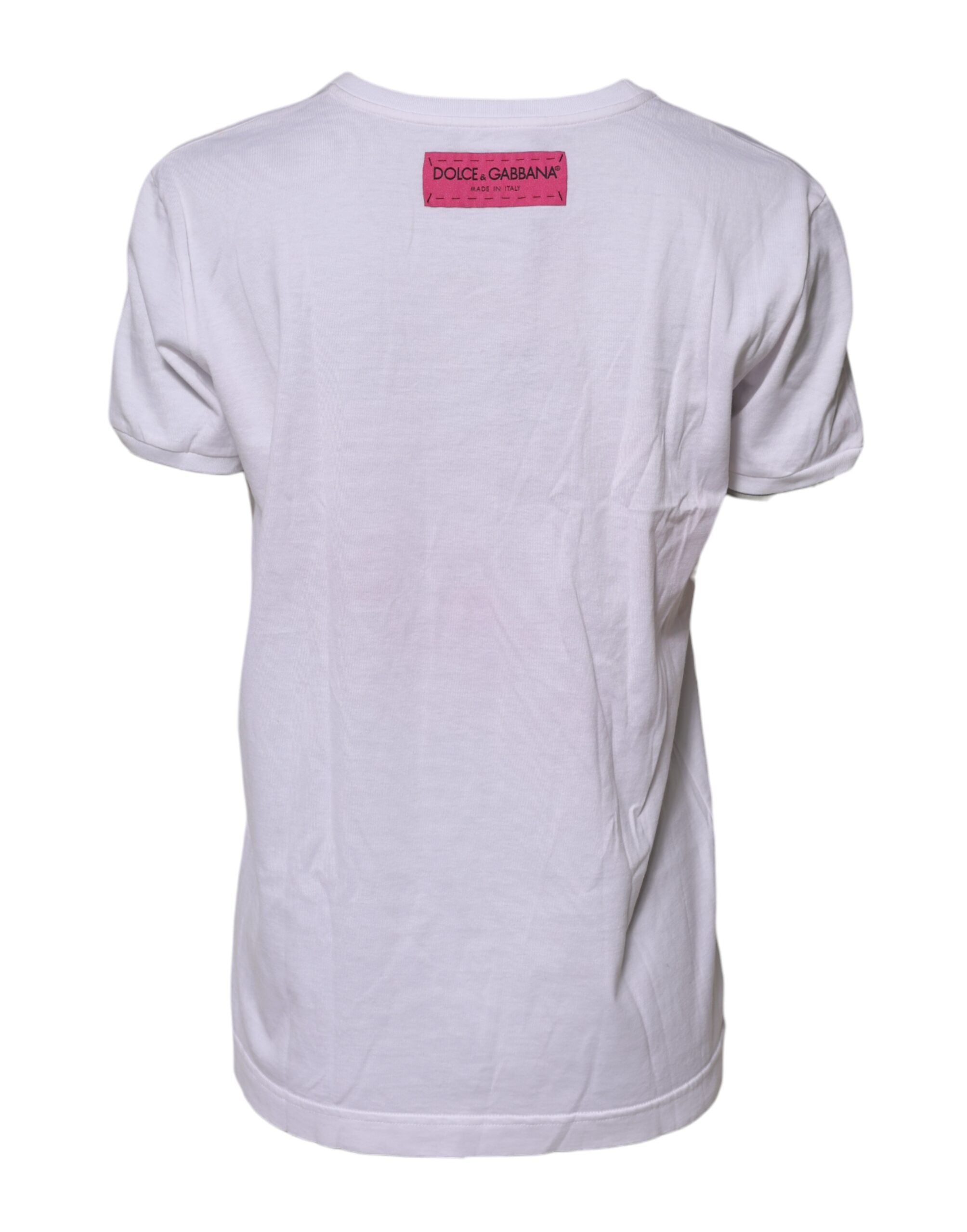 Dolce & Gabbana White DG Floral Embellishment Top T-shirt