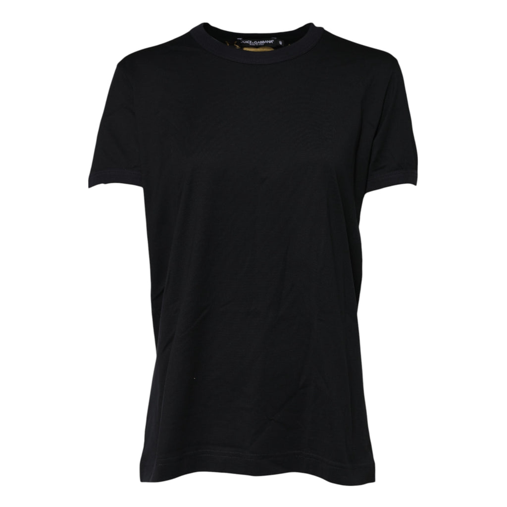 Dolce & Gabbana Black Cotton DG Print Short Sleeve Top T-shirt