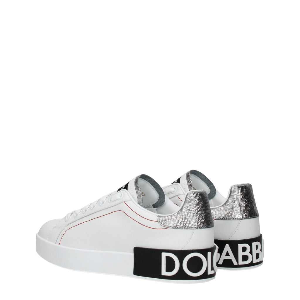 Dolce & Gabbana White Leather Low Tops