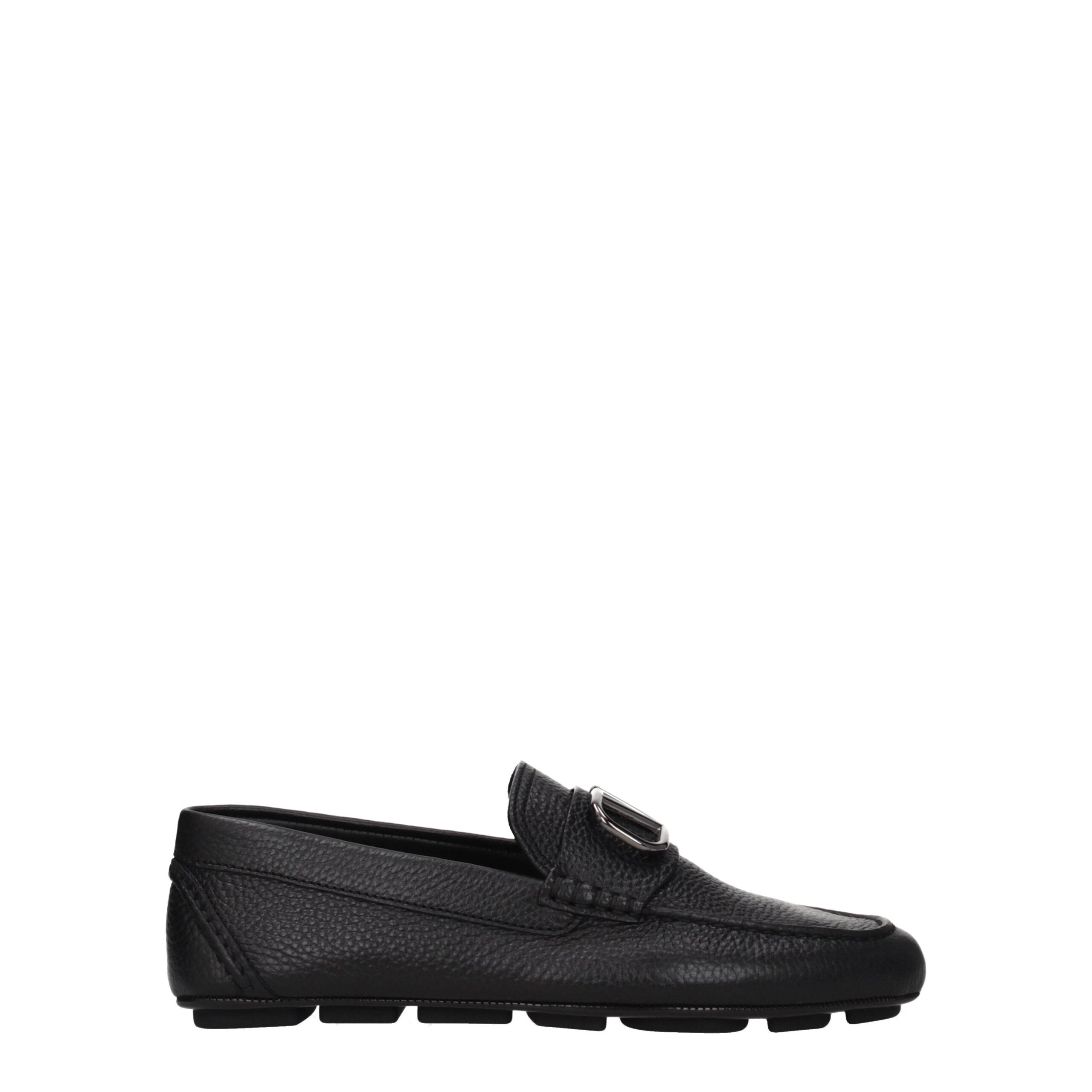 Valentino Garavani Black Leather Slip-On Loafers