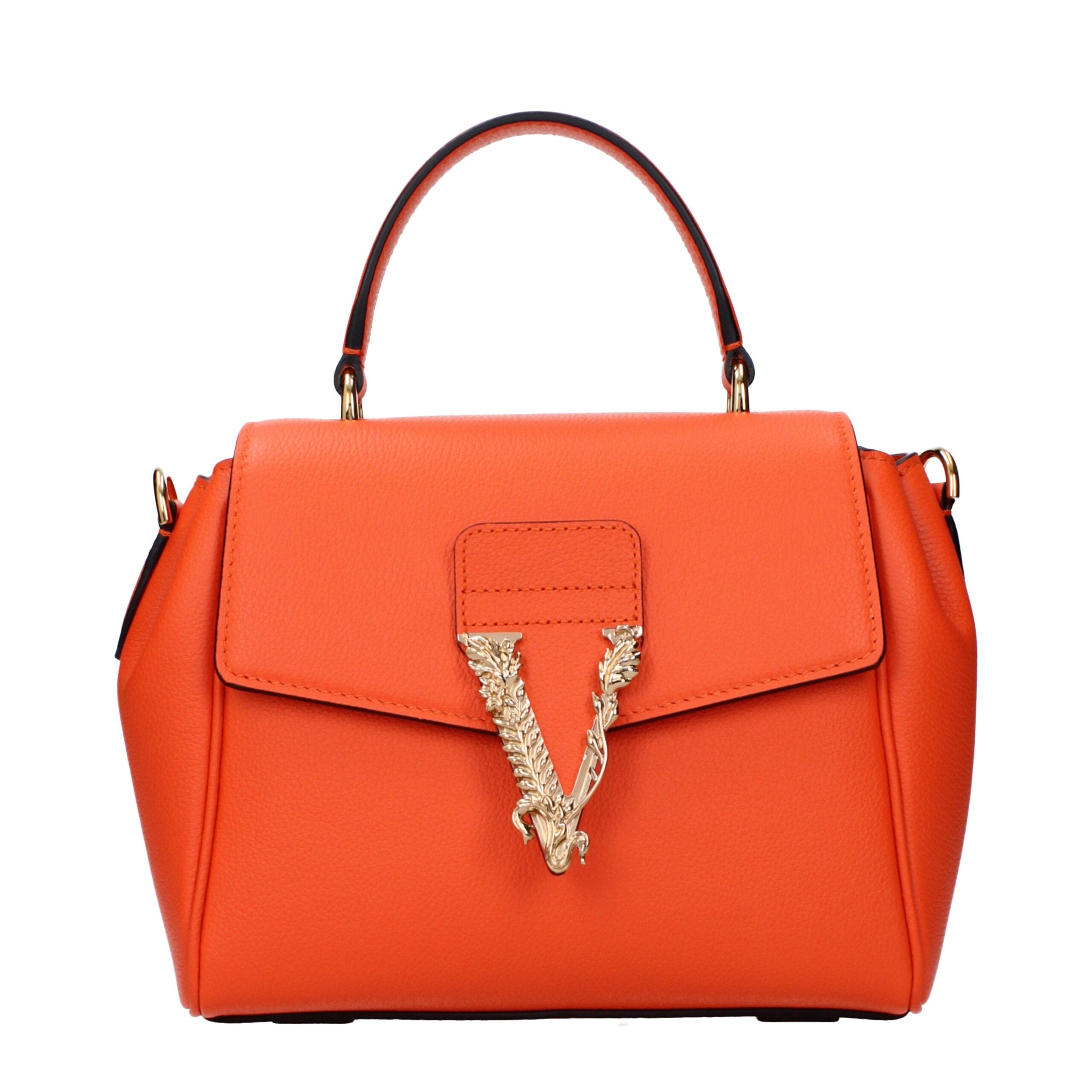 Versace Orange Leather Handbags