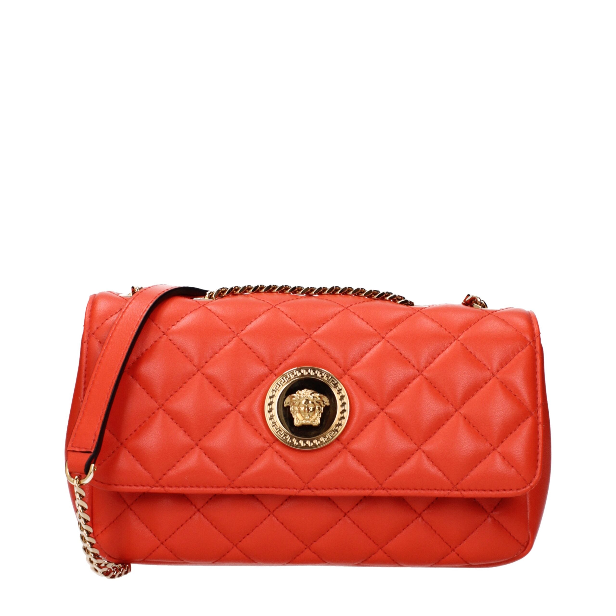 Versace Orange Leather Shoulder Bags