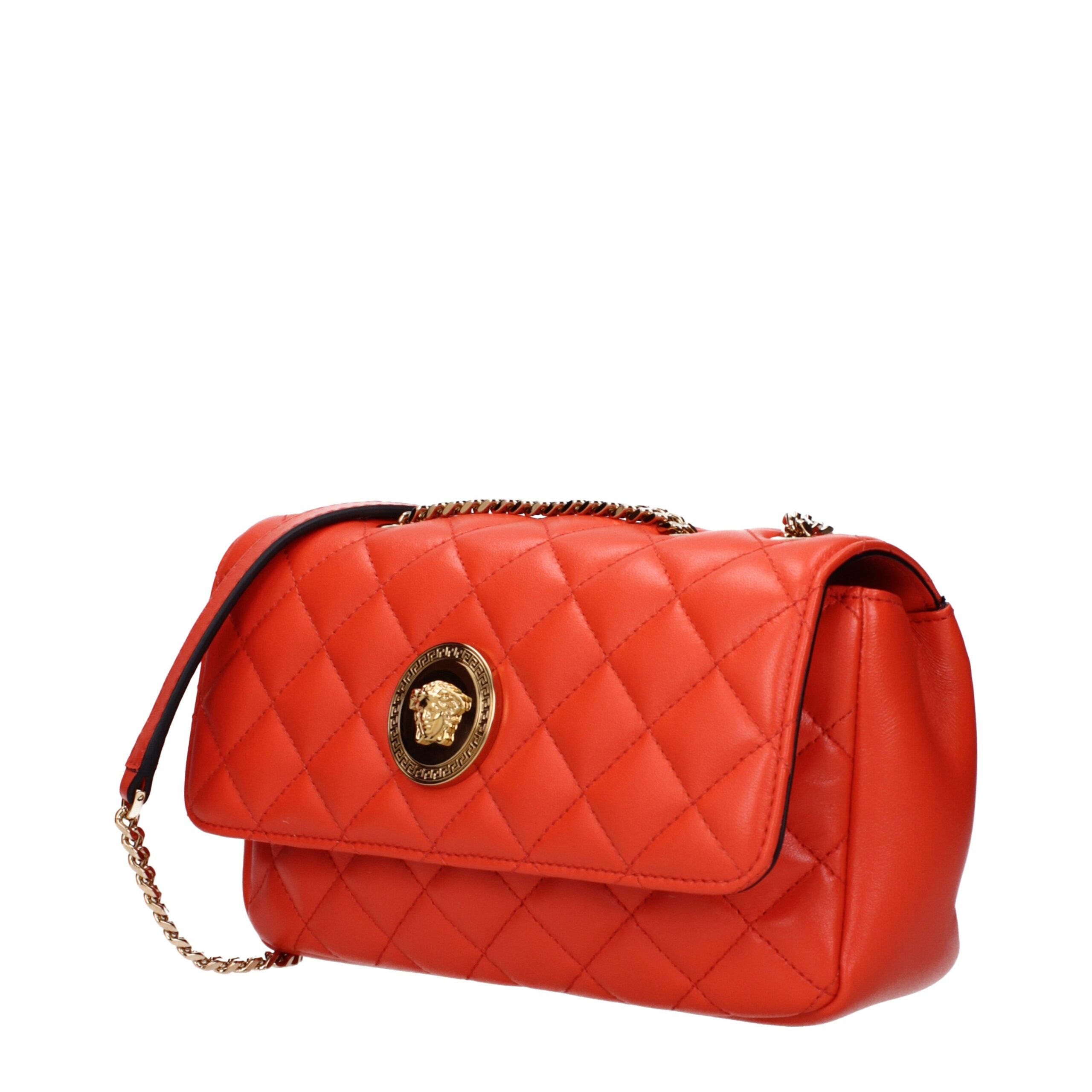 Versace Orange Leather Shoulder Bags