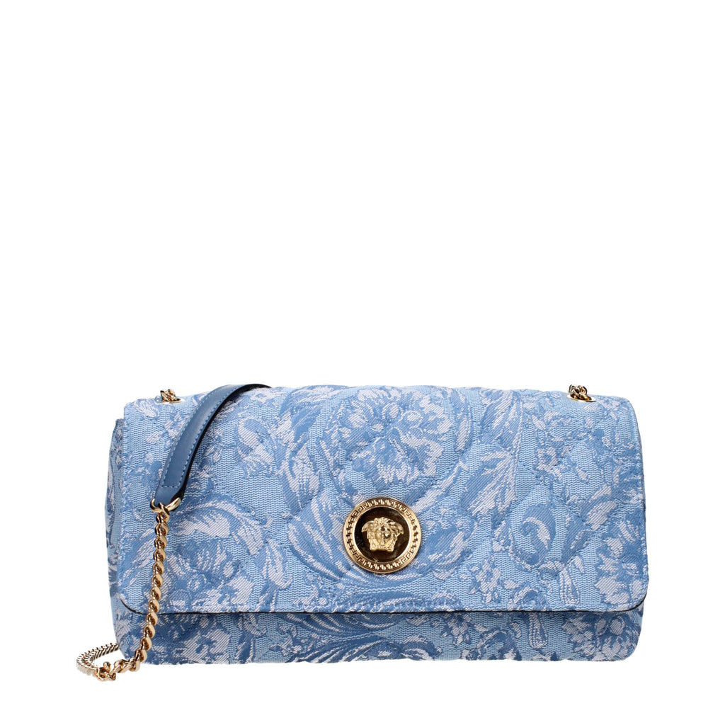 Versace Light Blue Fabric Crossbody Bags