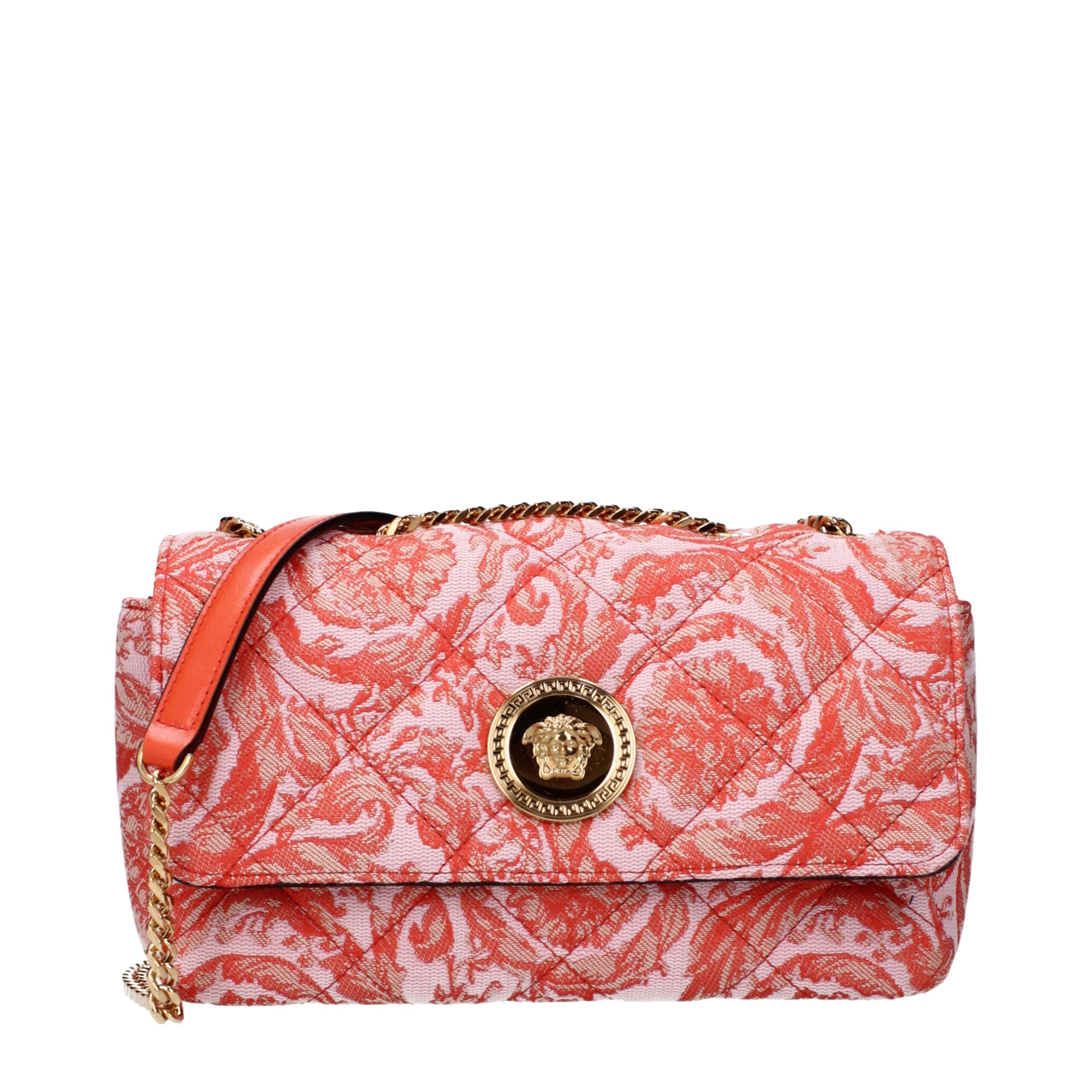 Versace Orange Fabric Crossbody Bags