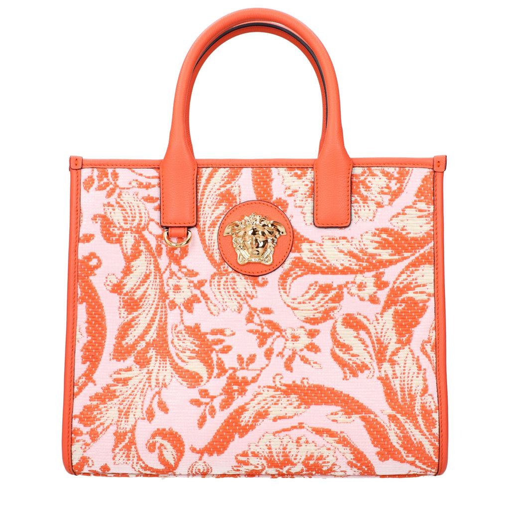 Versace Orange Fabric Handbags